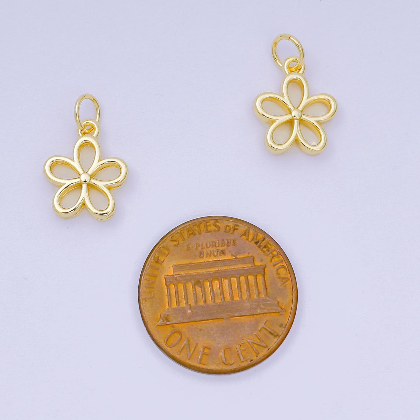 24K Gold Filled 12mm Open 5-Petals Plumeria Bloom Flower Charm | AH-677