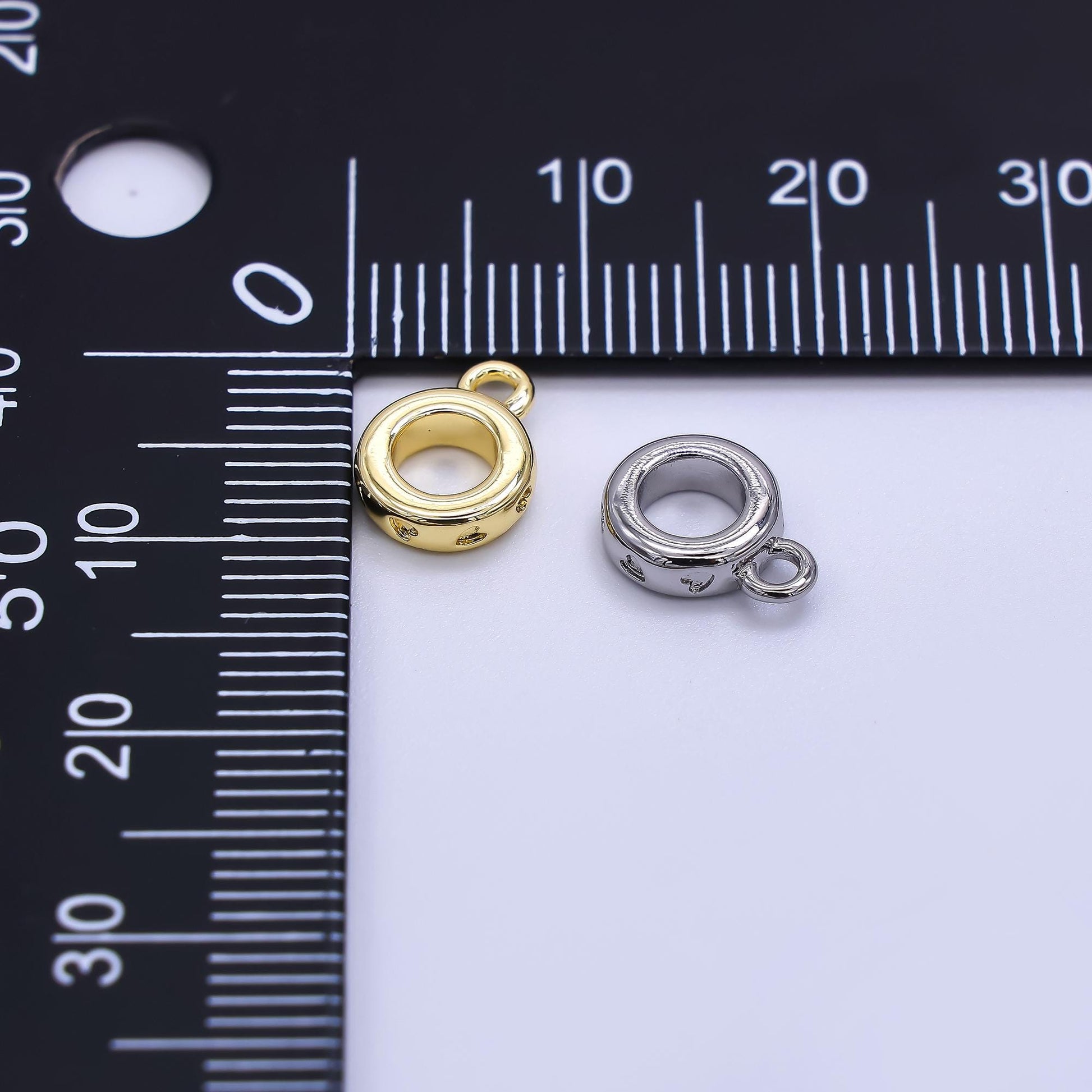 Dainty Heart Gold Silver Bail Charm Holder Spacer with Loop 8mm Round Bead Spacer with Open Link for Cord Slider Bails Spacer Ring Z-1296