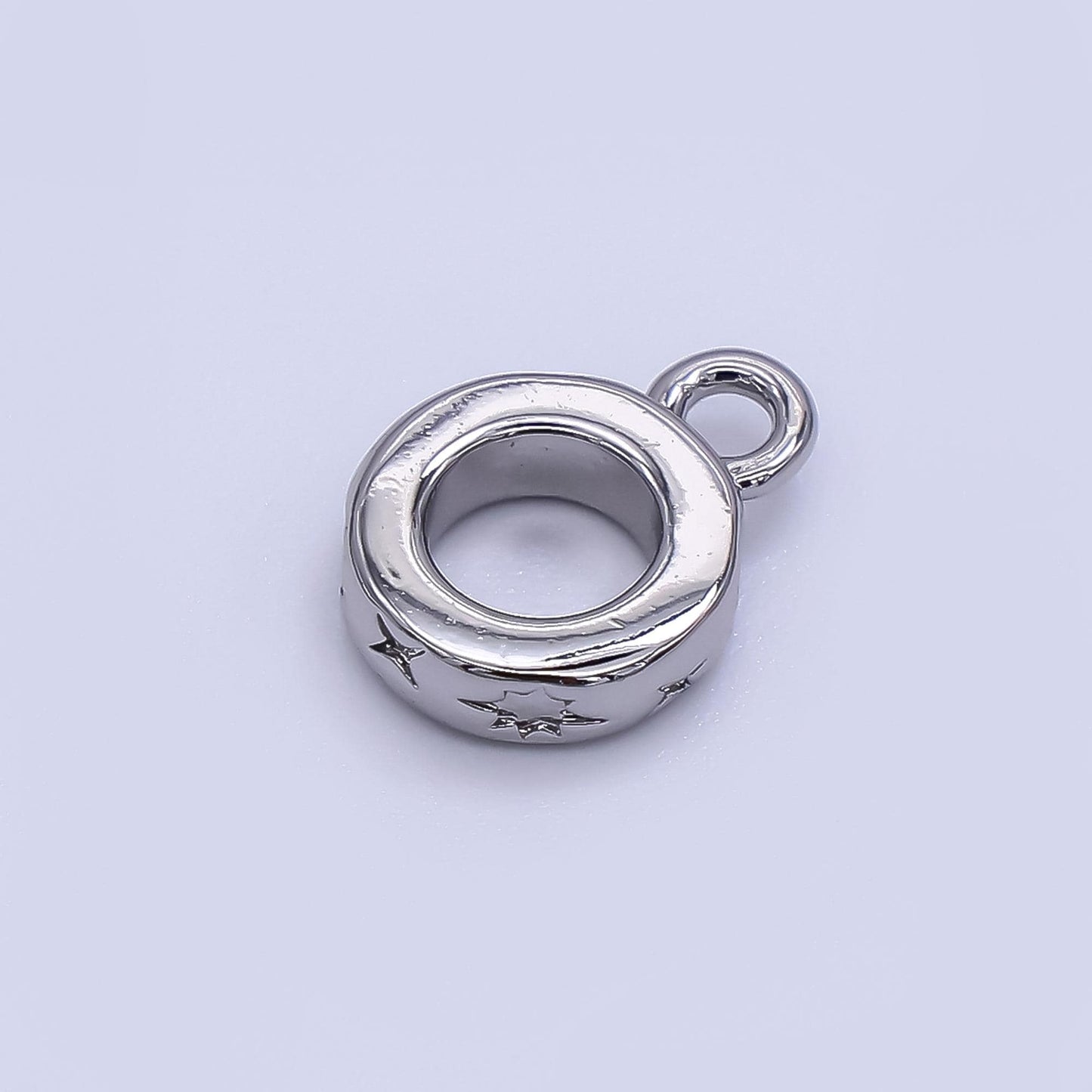 Dainty Star Gold Silver Bail Charm Holder Spacer with Loop 8mm Round Bead Spacer with Open Link for Cord Slider Bails Spacer Ring Z-1299