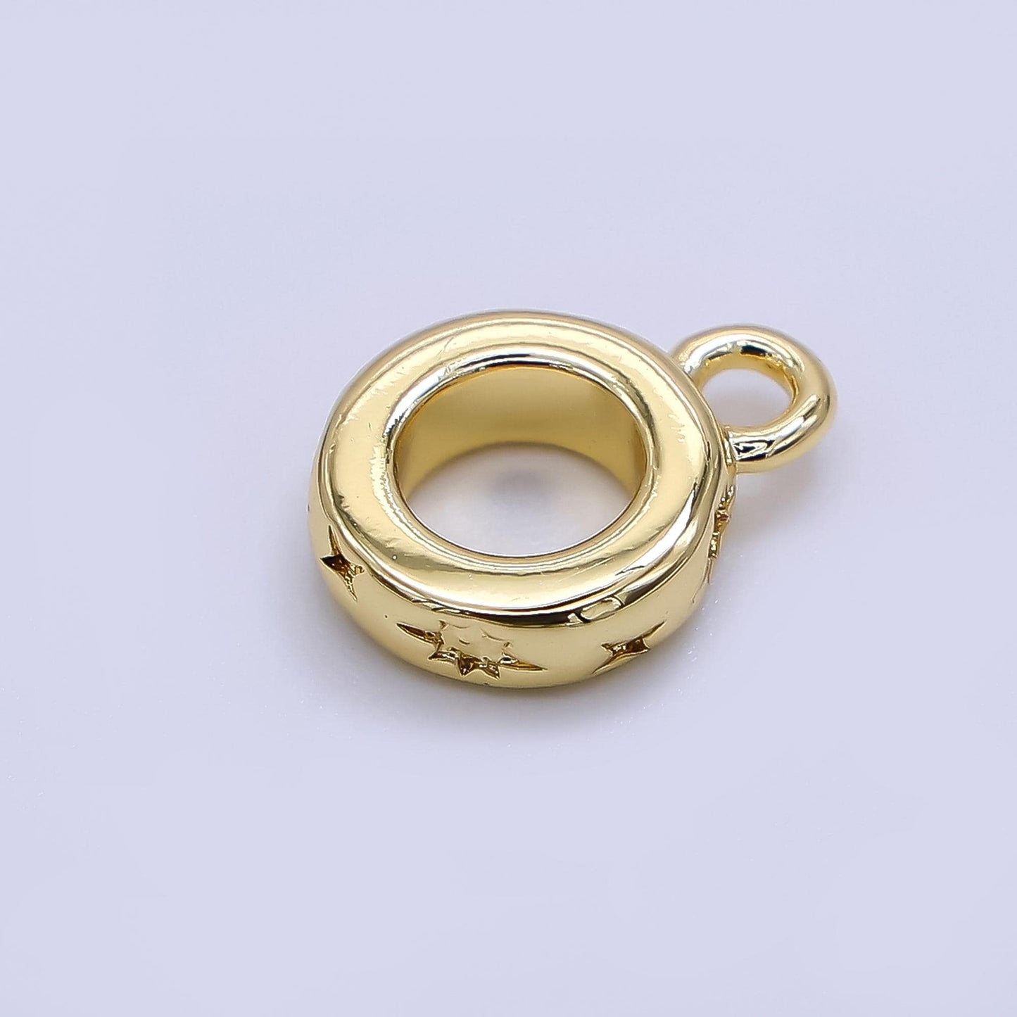 Dainty Star Gold Silver Bail Charm Holder Spacer with Loop 8mm Round Bead Spacer with Open Link for Cord Slider Bails Spacer Ring Z-1299