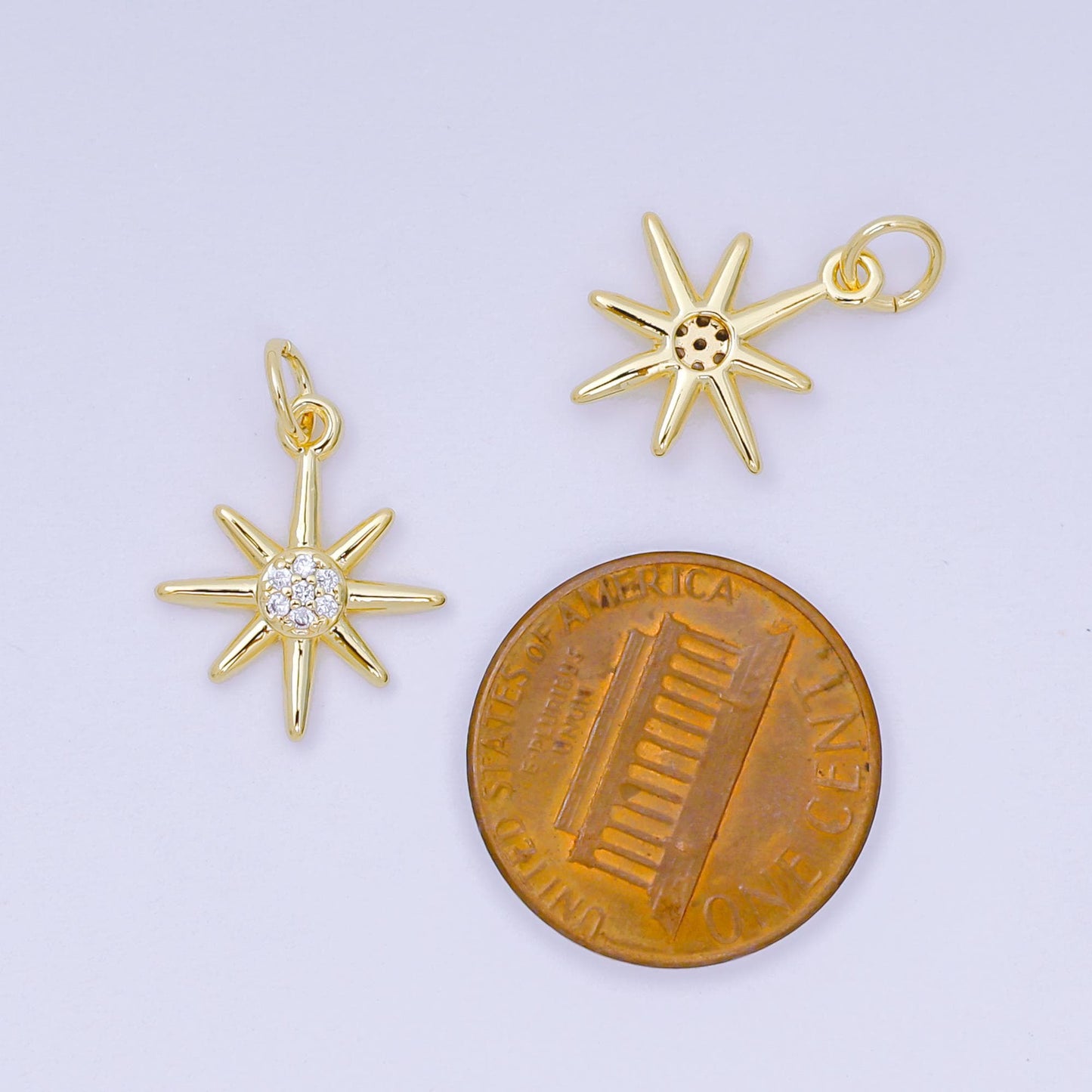 24K Gold Filled 7mm Micro Paved CZ Celestial North Star Charm | AH686