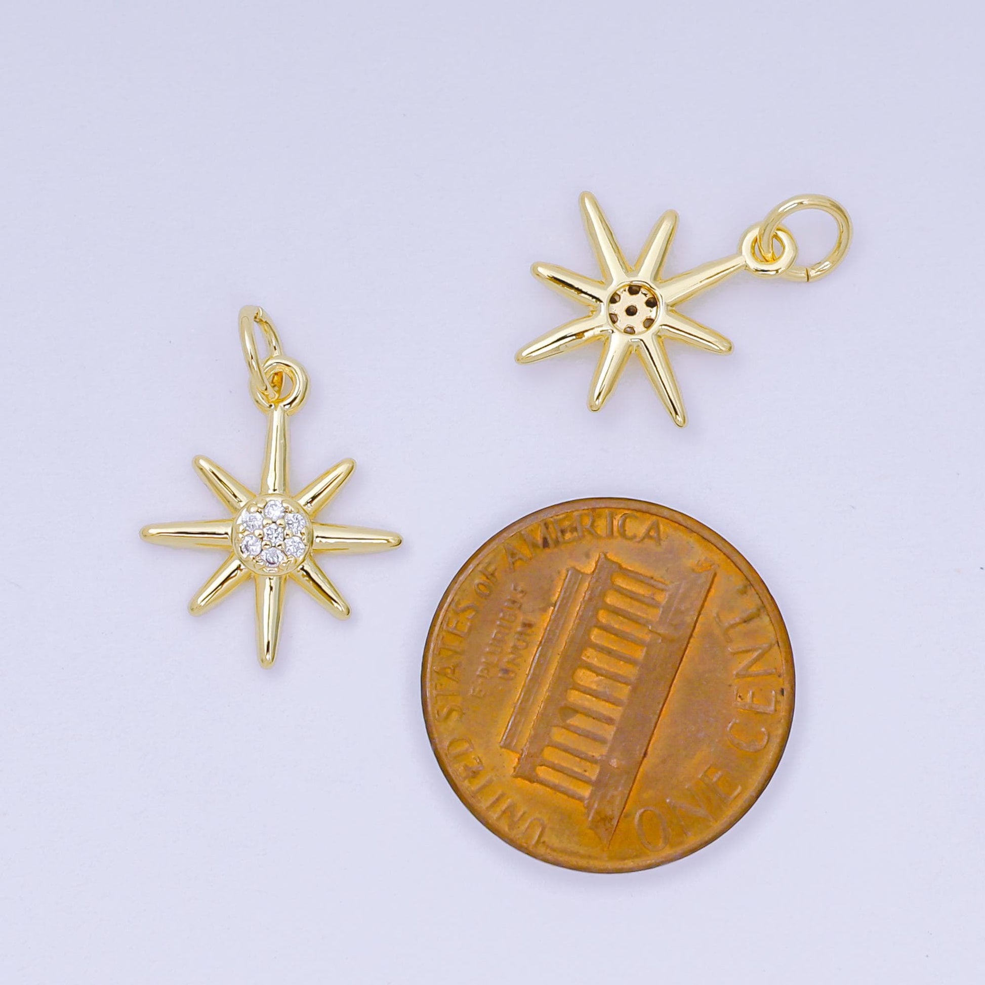 24K Gold Filled 7mm Micro Paved CZ Celestial North Star Charm | AH686