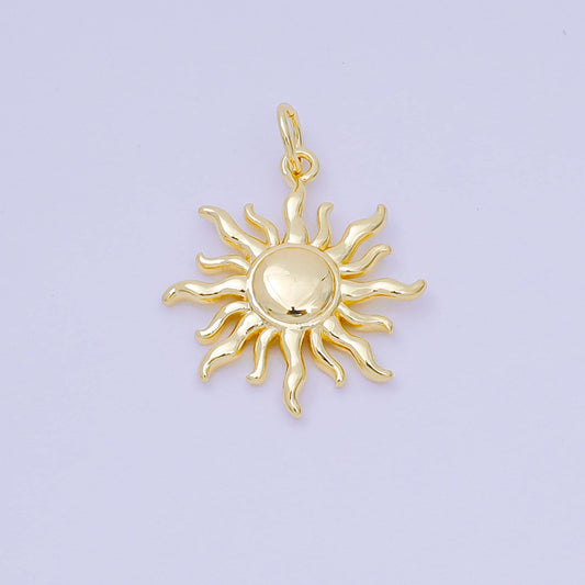24K Gold Filled 20mm Dainty Summer Celestial Sun Ray Charm | D-095
