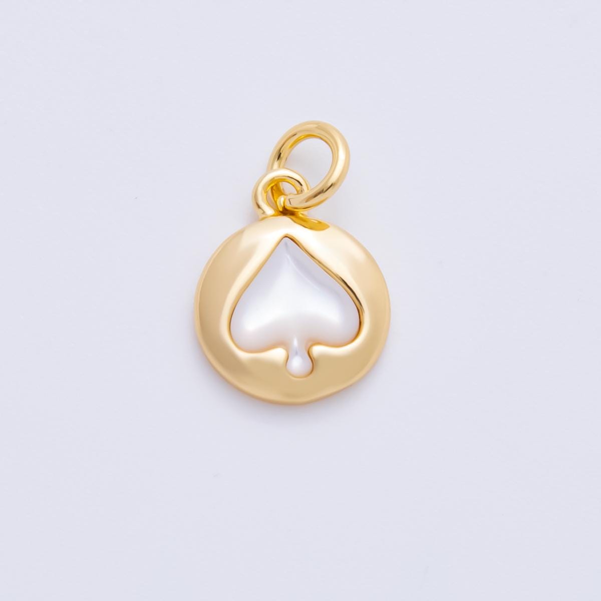 18k gold filled Spade card Pearl Minimalist Coin charm pendant | AH-915