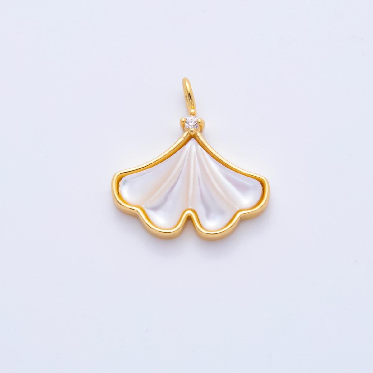 18k gold filled 15mm Pearl gingko leaves charm pendant nature inspired for Bracelet Necklace Earring Supply | AH-920