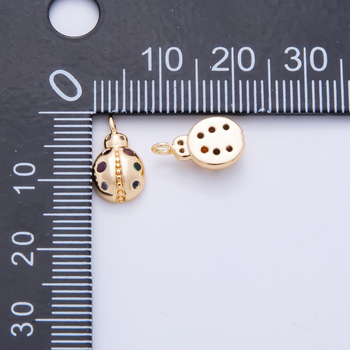 18K Gold Filled 12mm Lady Bug Charm Tiny Insect Animal Jewelry Charm for Bracelet | AH-919