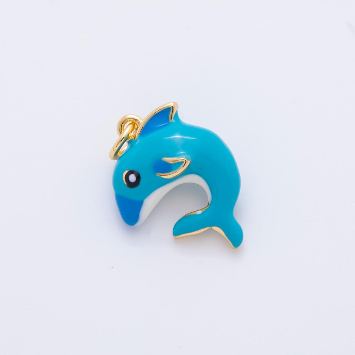 Kawaii enamel dolphin charm blue sea creature animal pendant for kids jewelry making bracelet earring necklace component AH-918