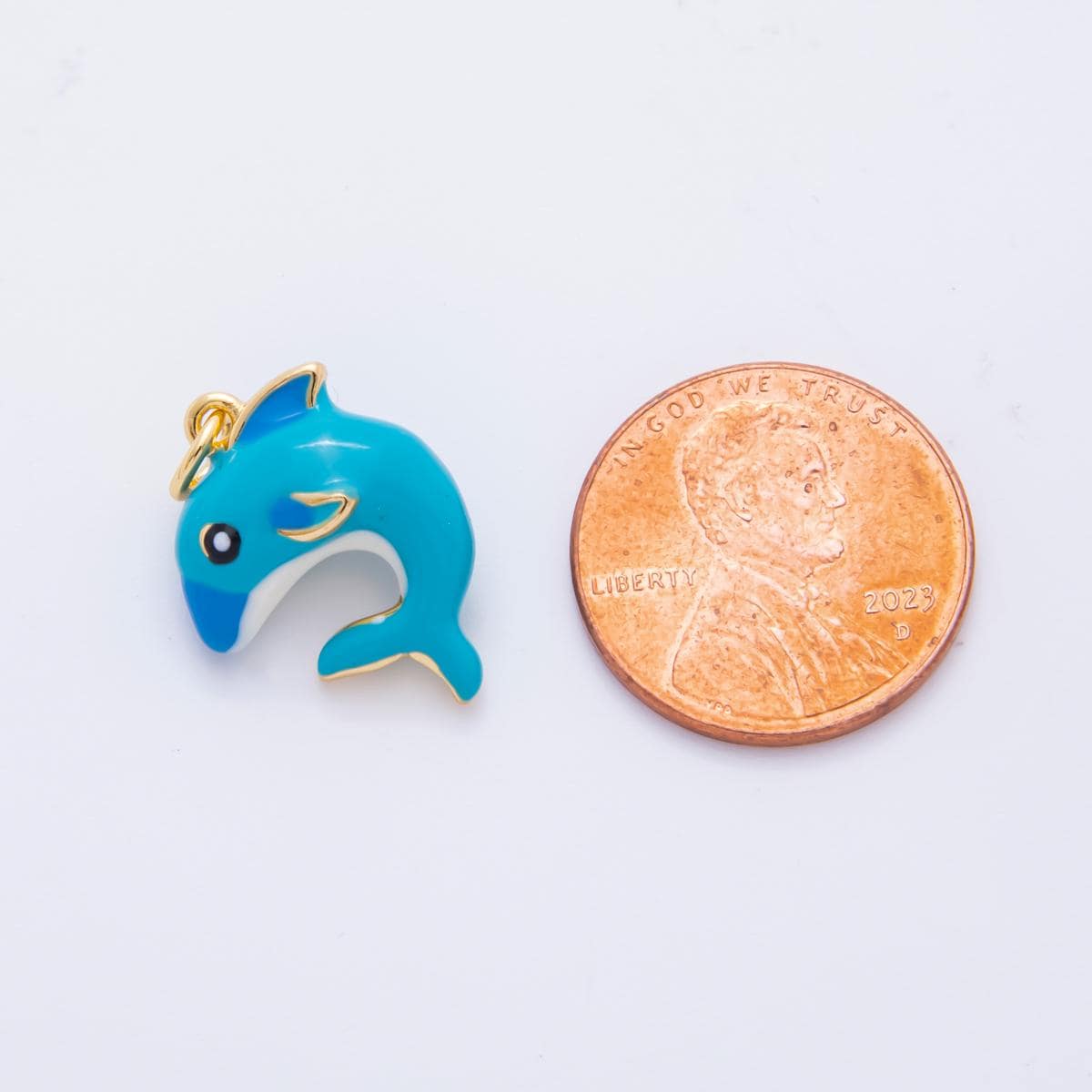 Kawaii enamel dolphin charm blue sea creature animal pendant for kids jewelry making bracelet earring necklace component AH-918