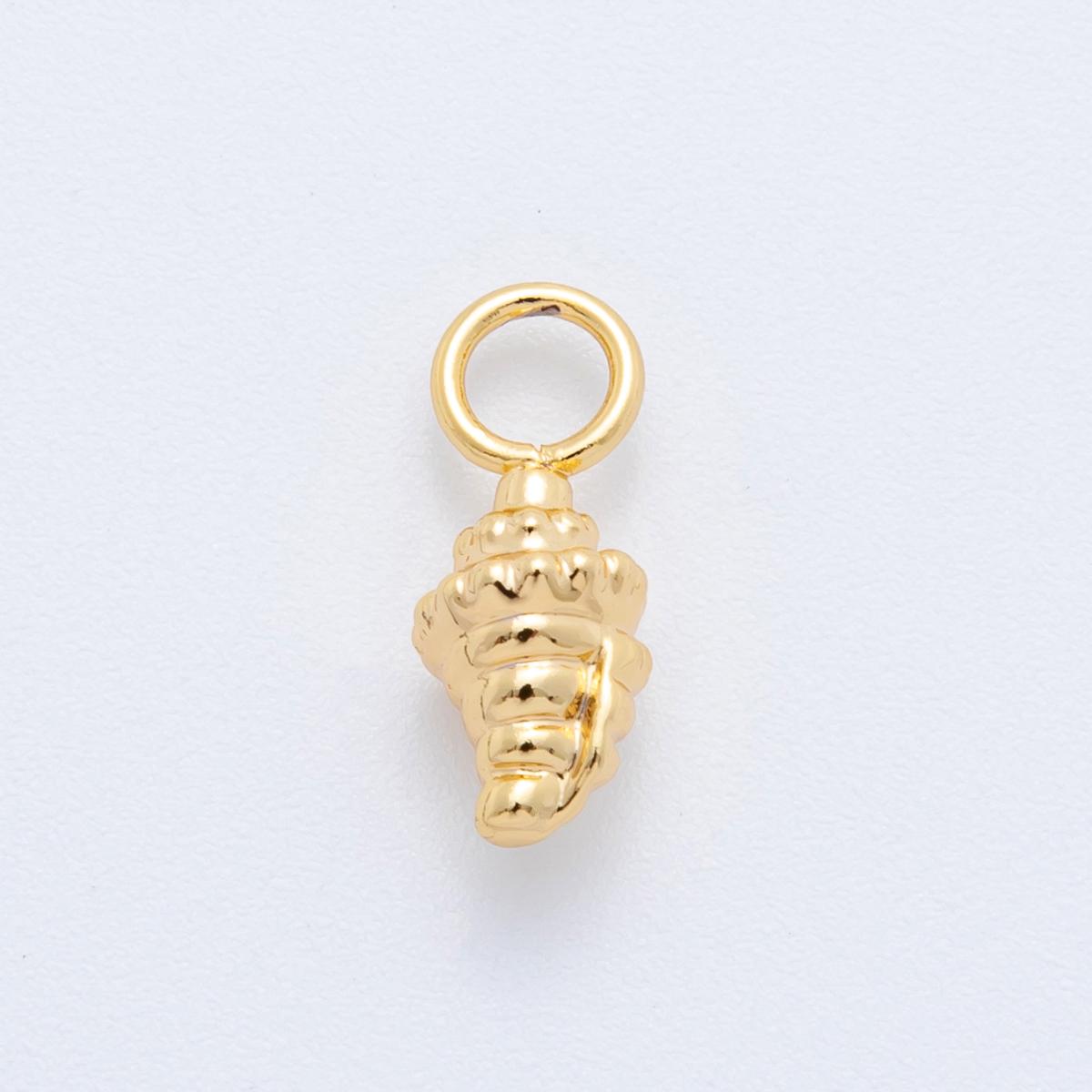 18K Gold Filled Gold Seashell Charm Pendant – Nautical Beach Jewelry, Ocean-Inspired Conch Shell Charm for Earring Charm AH-910