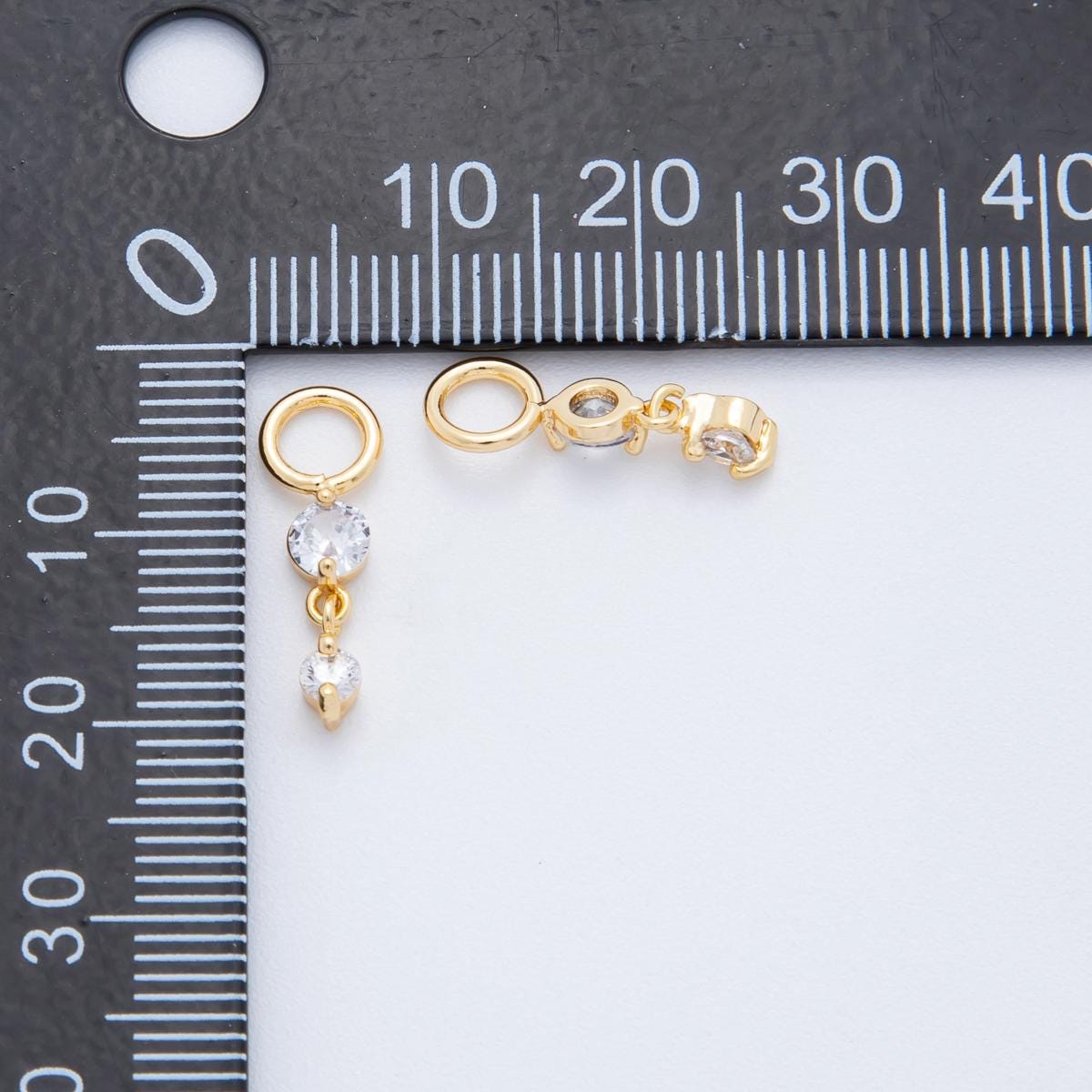 18K Gold Filled Drop CZ Charm Pendant Geometric Charm for Earring Supply AH-911