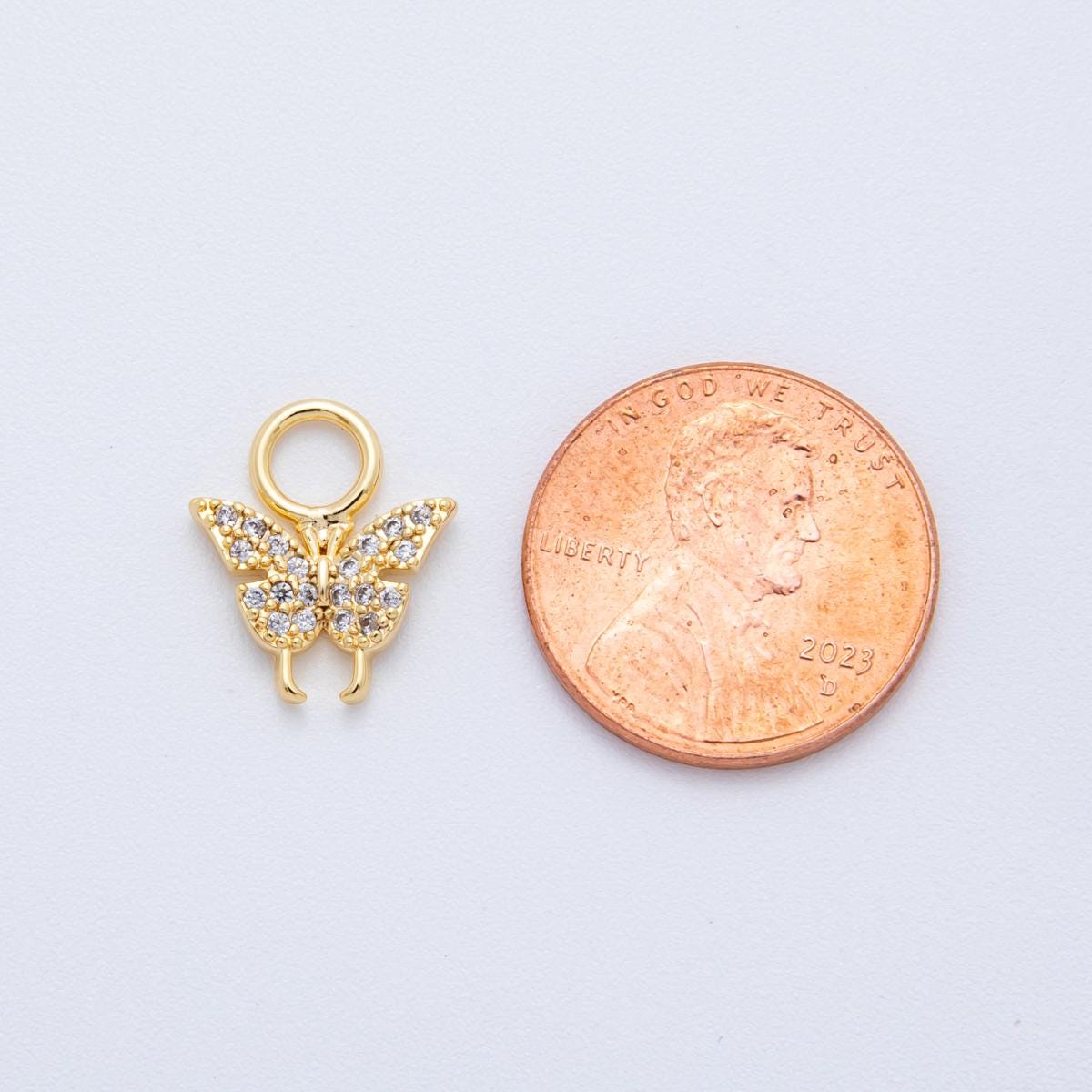 18K Gold Filled Gold Butterfly Charm Pendant Animal Jewelry Tiny CZ Mariposa Charm for Earring Charm AH-913