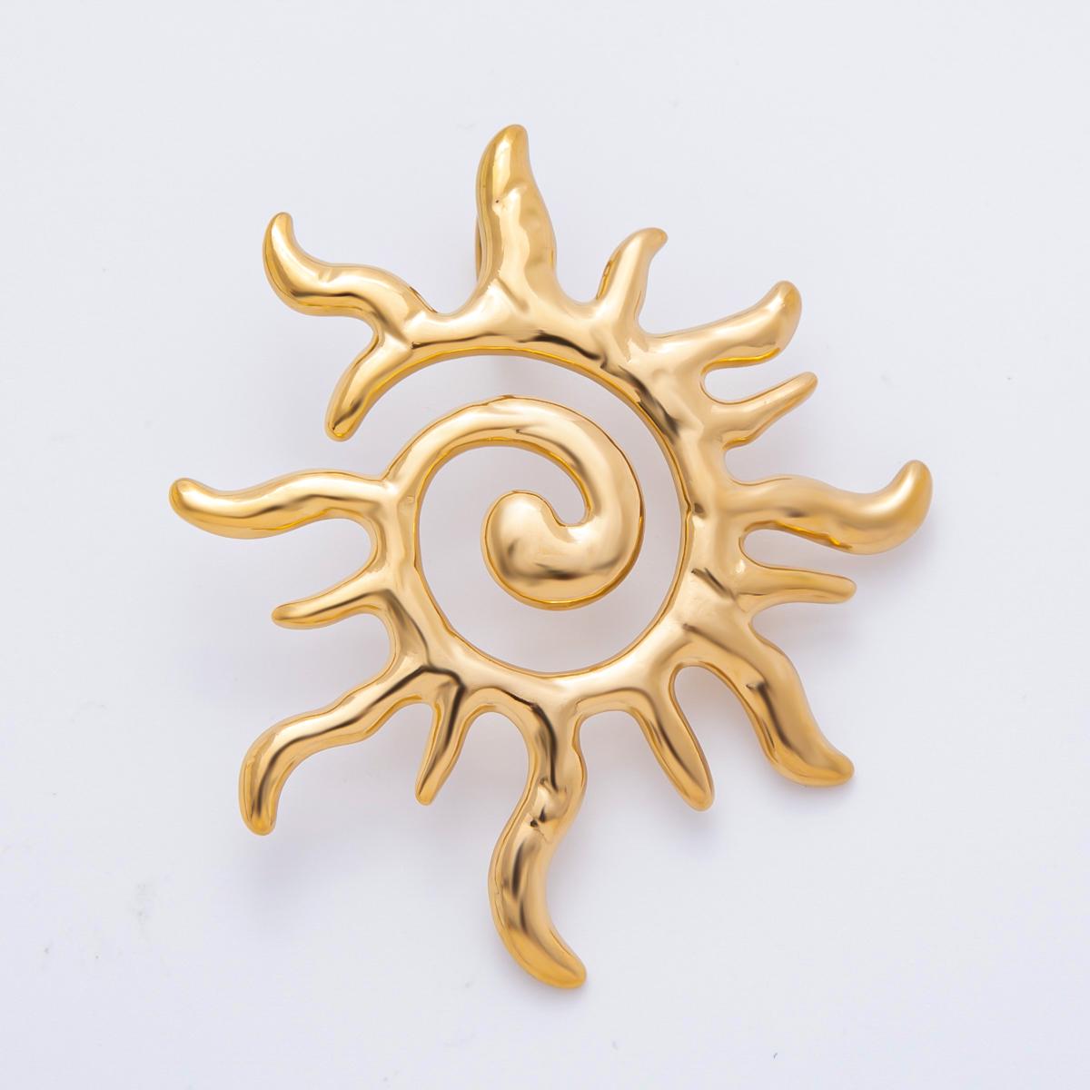 Big PVD Gold Plated Boho Gold Sun Charm Pendant Celestial Charms, Tribal Sun Charm Yoga Bohemian Jewelry Inspired Supply AH-929
