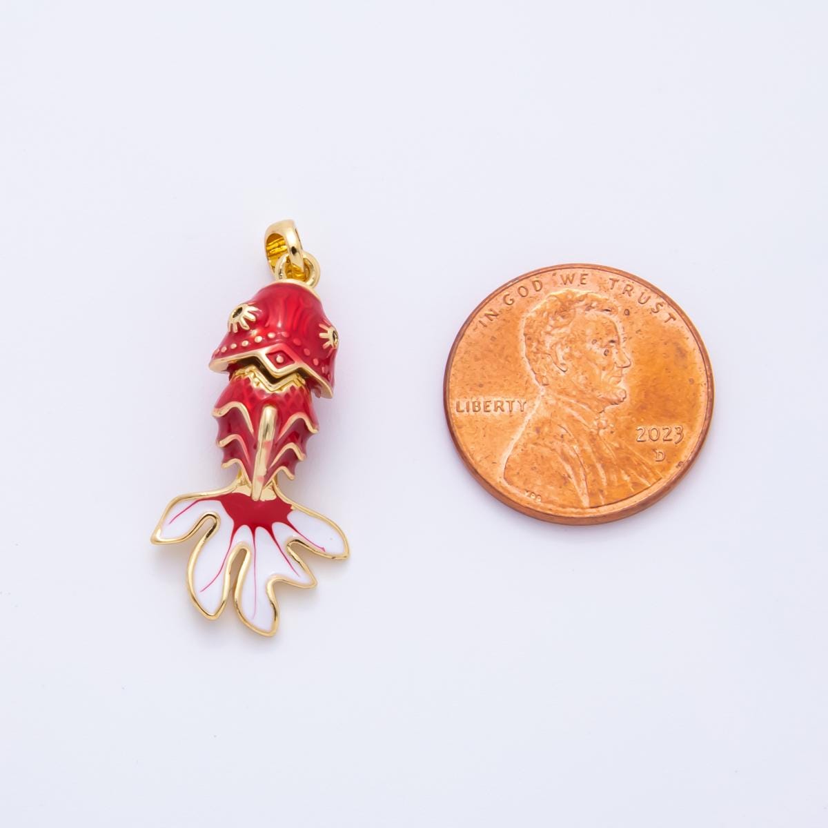 Mini Enamel Green fish Charms 24K Gold Filled Koi fish Pendant, fish Charm Bracelet Necklace for DIY Jewelry Making Supply AH-815