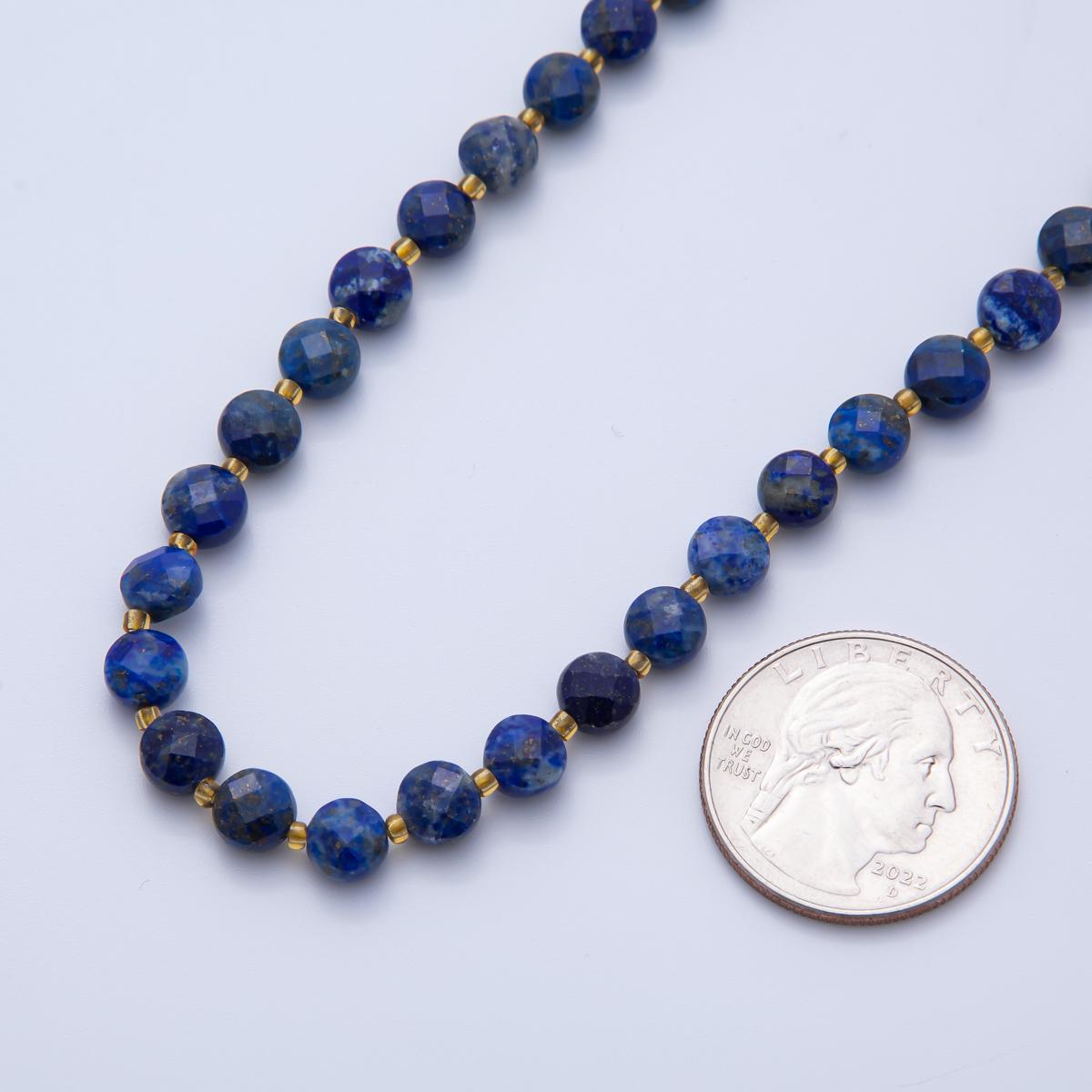 Royal Blue lapis lazuli Faceted Beads 6.5 x 3.5 mm Gemstone by Strand Finding Round Wholesale Beads | WA-3564
