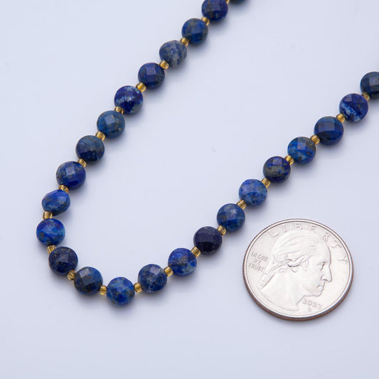 Royal Blue lapis lazuli Faceted Beads 6.5 x 3.5 mm Gemstone by Strand Finding Round Wholesale Beads | WA-3564