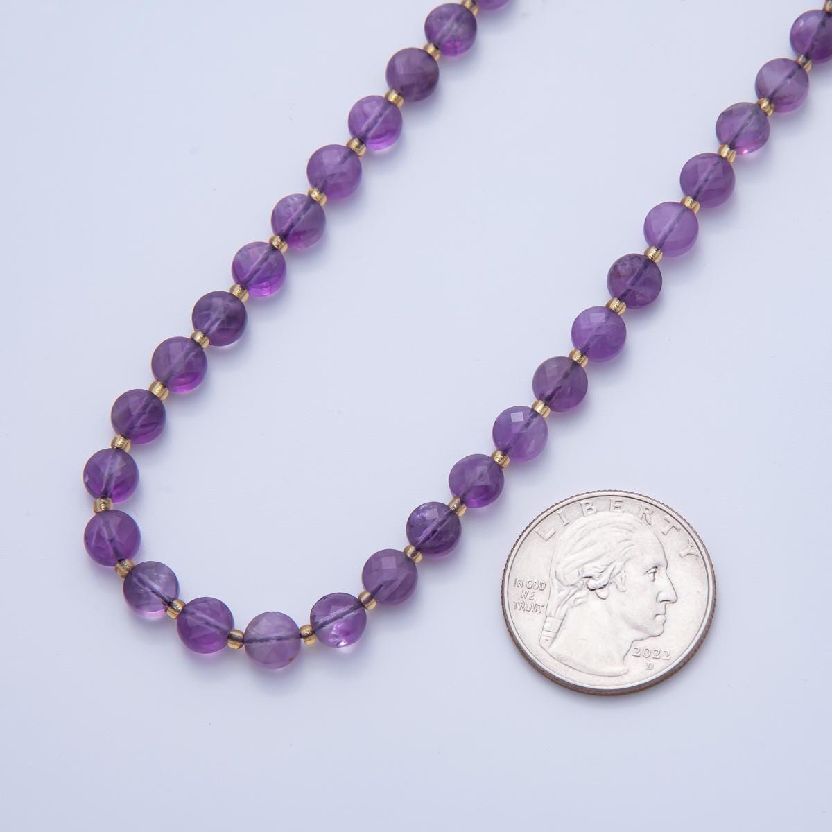Purple Amethyst Faceted Beads 6.5 x 3.5 mm Gemstone by Strand Finding Button Wholesale Beads | WA-3569