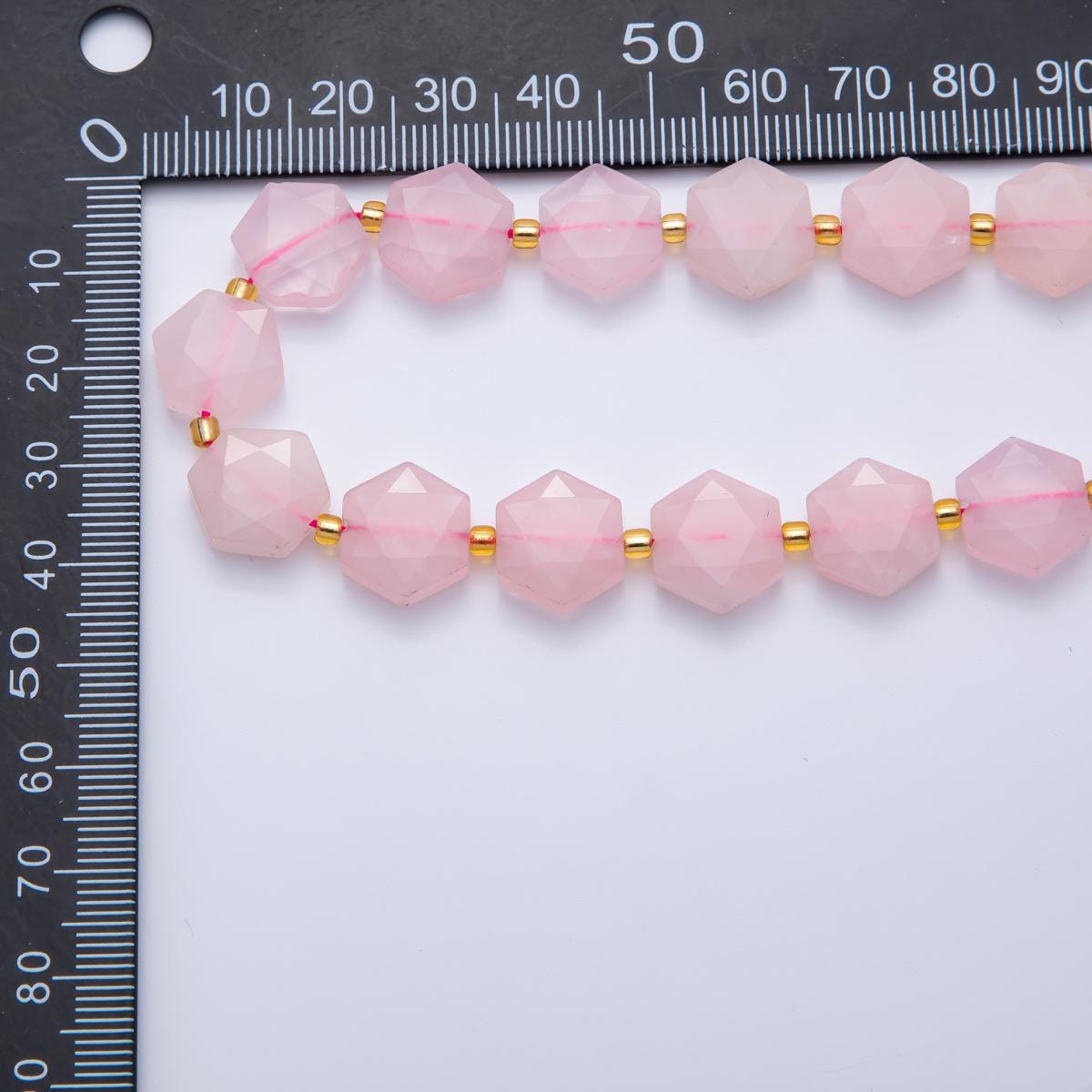 Pink Rose Quartz Faceted Beads 12 x 14 mm Gemstone by Strand Finding Hexagon Wholesale Beads for Necklace Bracelet Supply | WA-3613