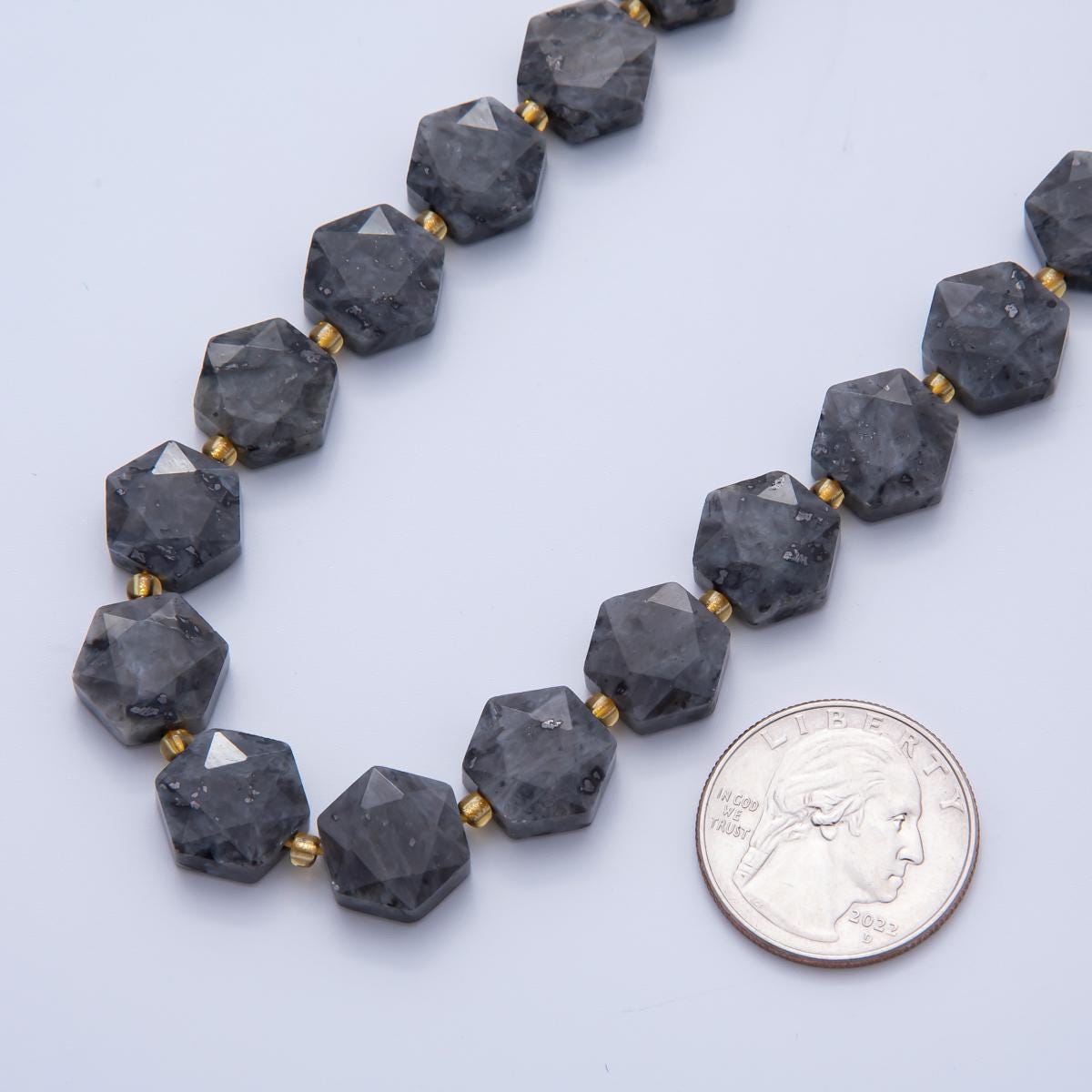 Labradorite Faceted Beads 12 x 14 mm Gemstone by Strand Finding Hexagon Wholesale Beads for Necklace Bracelet Supply | WA-3616