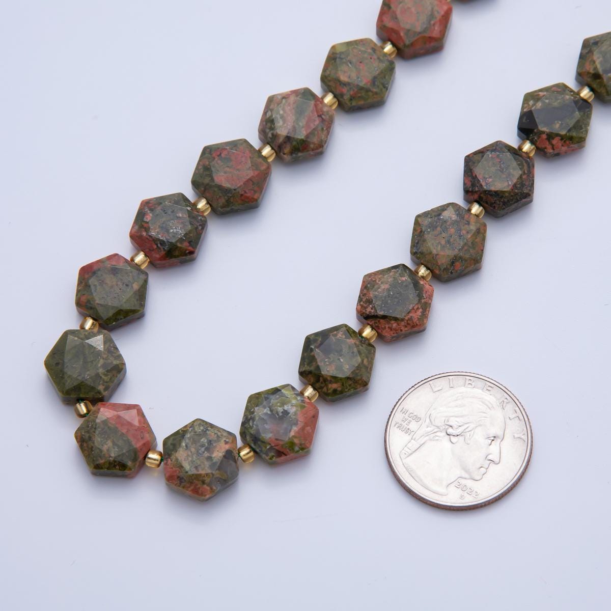 Moss Agate Faceted Beads 12 x 14 mm Gemstone by Strand Finding Hexagon Wholesale Beads for Necklace Bracelet Supply | WA-3617
