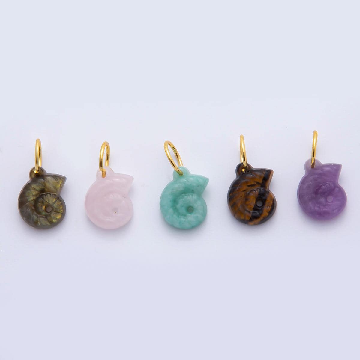 Gemstone Conch Sea Shell Pendant, 18K Gold Filled Beach Semi Precious Stone Sea Snail Conch Shell Charm For Necklace Bracelet Component C548