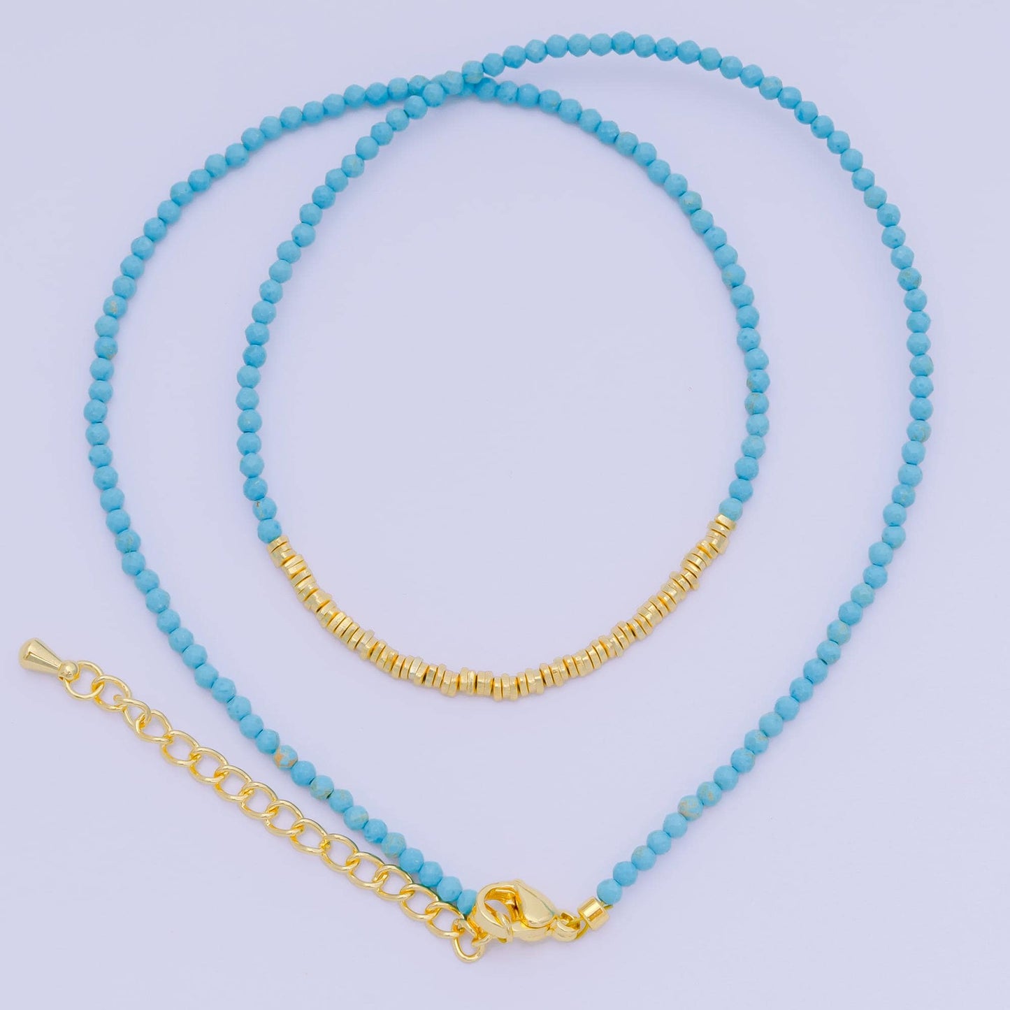 24K Gold Filled Colorful Gemstone Bead Necklace 16.92 Inch with Extender | WA-3626 - WA-3643