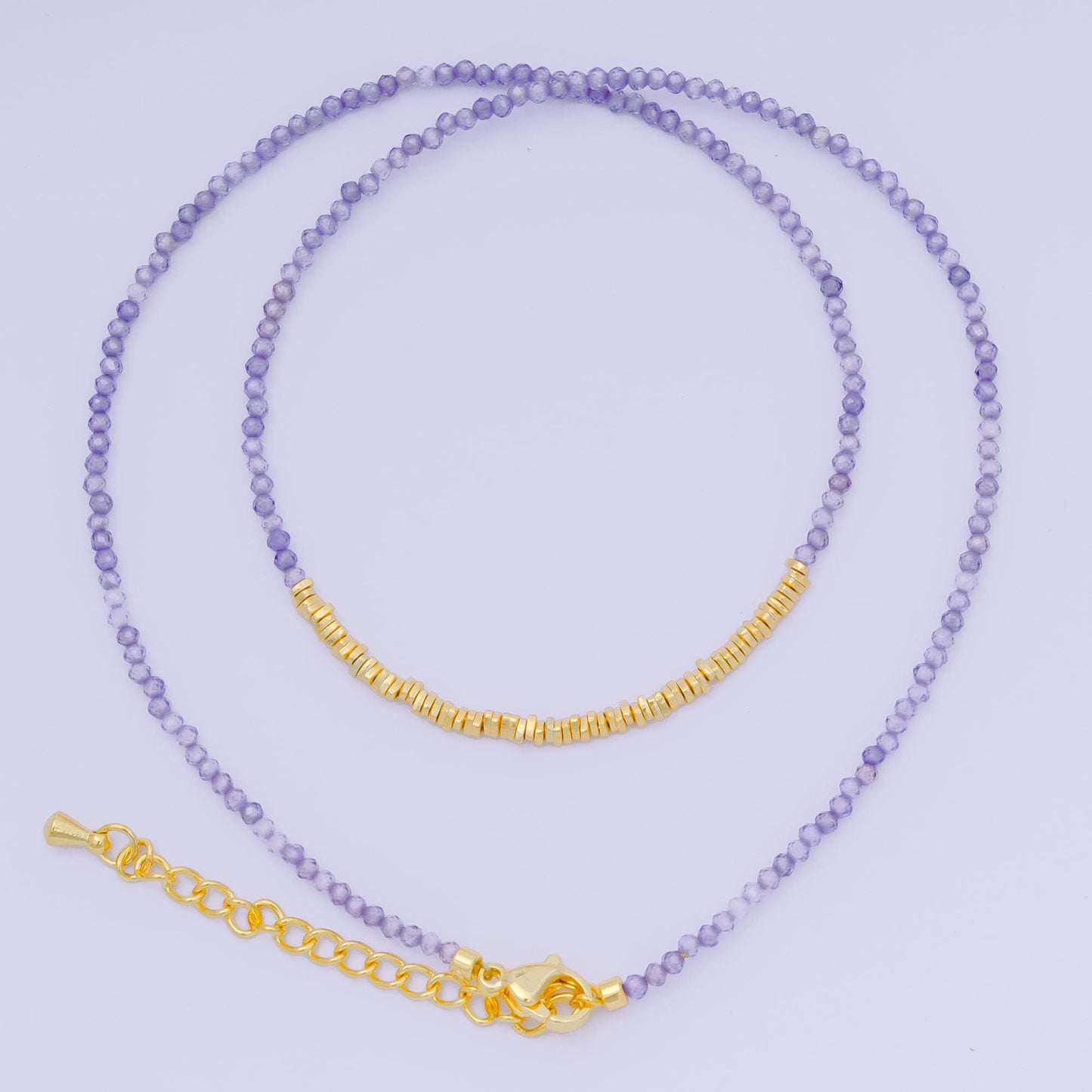 24K Gold Filled Colorful Gemstone Bead Necklace 16.92 Inch with Extender | WA-3626 - WA-3643