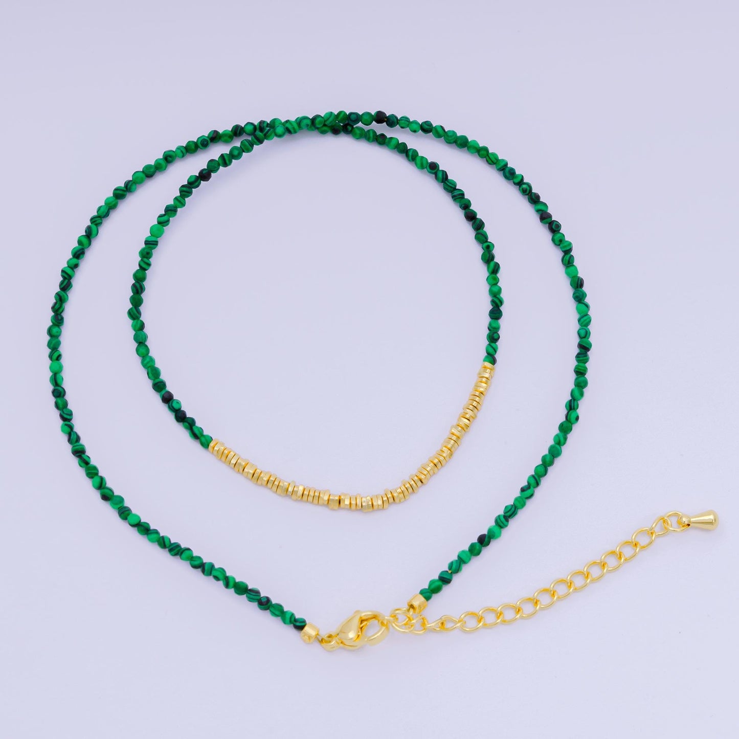 24K Gold Filled Colorful Gemstone Bead Necklace 16.92 Inch with Extender | WA-3626 - WA-3643