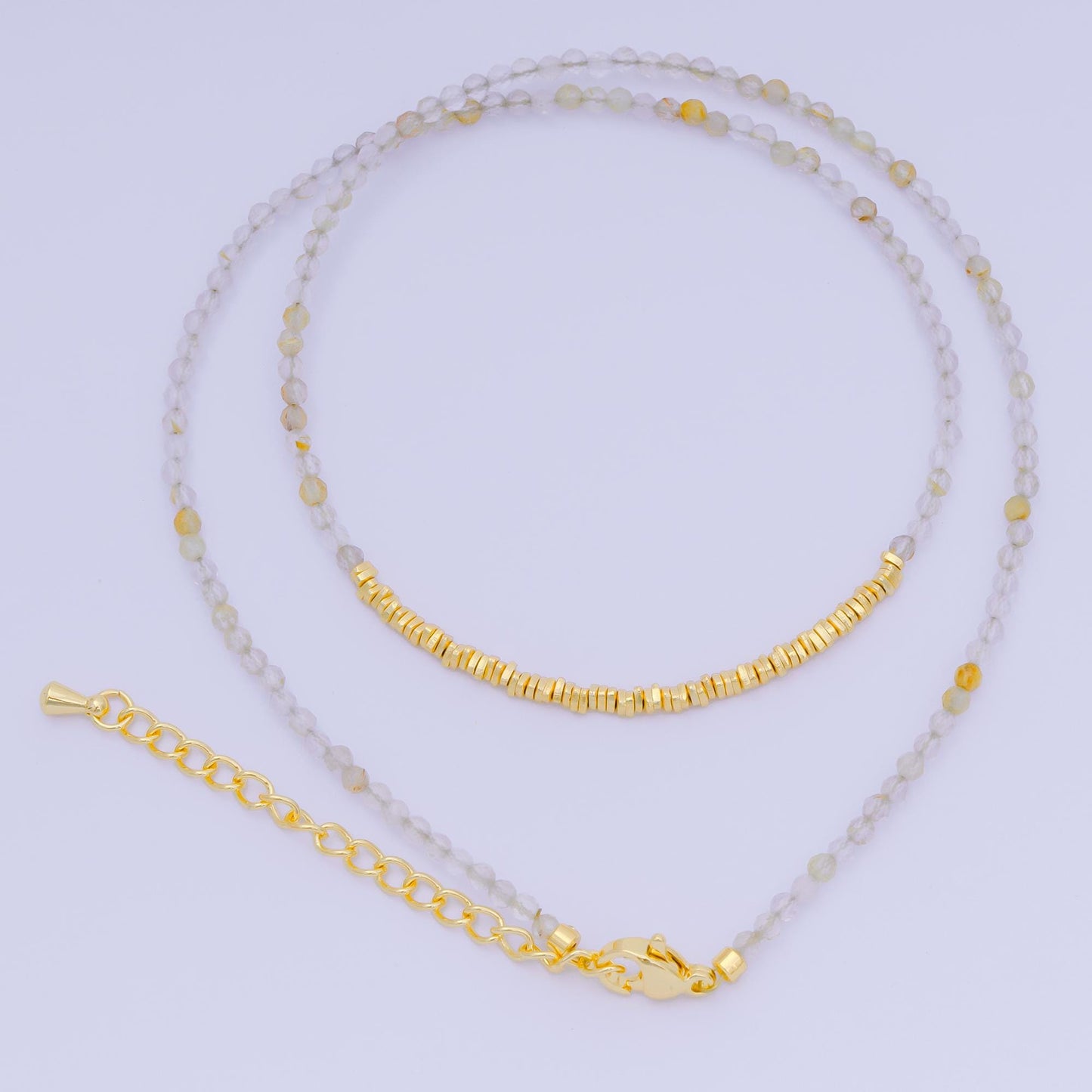 24K Gold Filled Colorful Gemstone Bead Necklace 16.92 Inch with Extender | WA-3626 - WA-3643