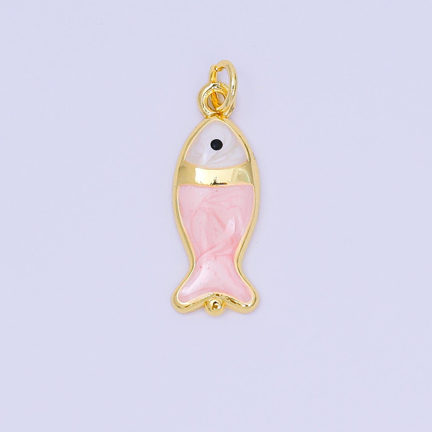 Mini Gold fish Charms 24K Gold Filled Enamel Baby Sardines Pendant Charm Bracelet Necklace for DIY Jewelry Making Supply D-367