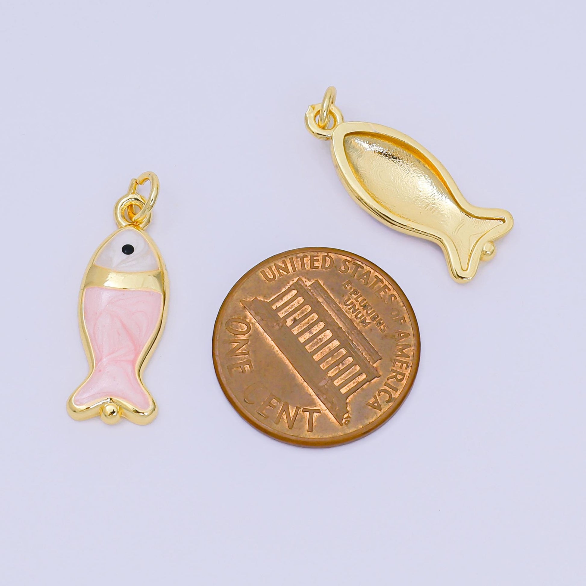 Mini Gold fish Charms 24K Gold Filled Enamel Baby Sardines Pendant Charm Bracelet Necklace for DIY Jewelry Making Supply D-367