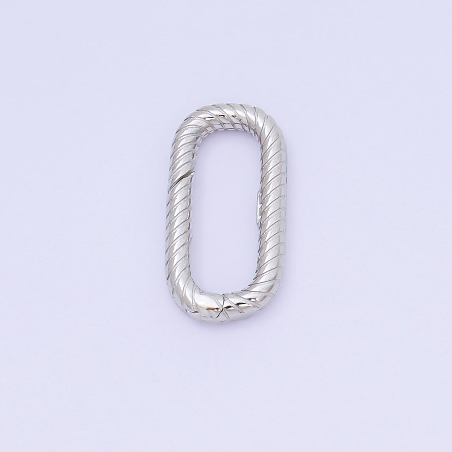 Dainty 17.5mm Sterling Silver oval twisted Push gate clasp for Charm Holder, Link Connector jewelry making supply | sl-672