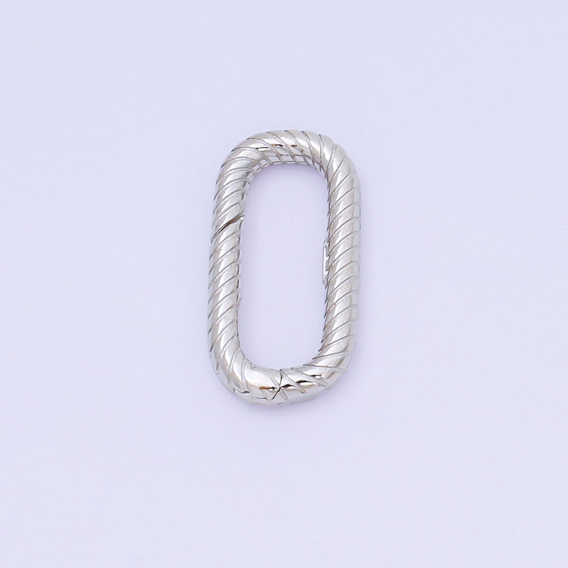 Dainty 17.5mm Sterling Silver oval twisted Push gate clasp for Charm Holder, Link Connector jewelry making supply | sl-672