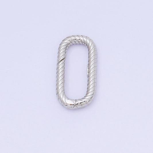 Dainty 17.5mm Sterling Silver oval twisted Push gate clasp for Charm Holder, Link Connector jewelry making supply | sl-672