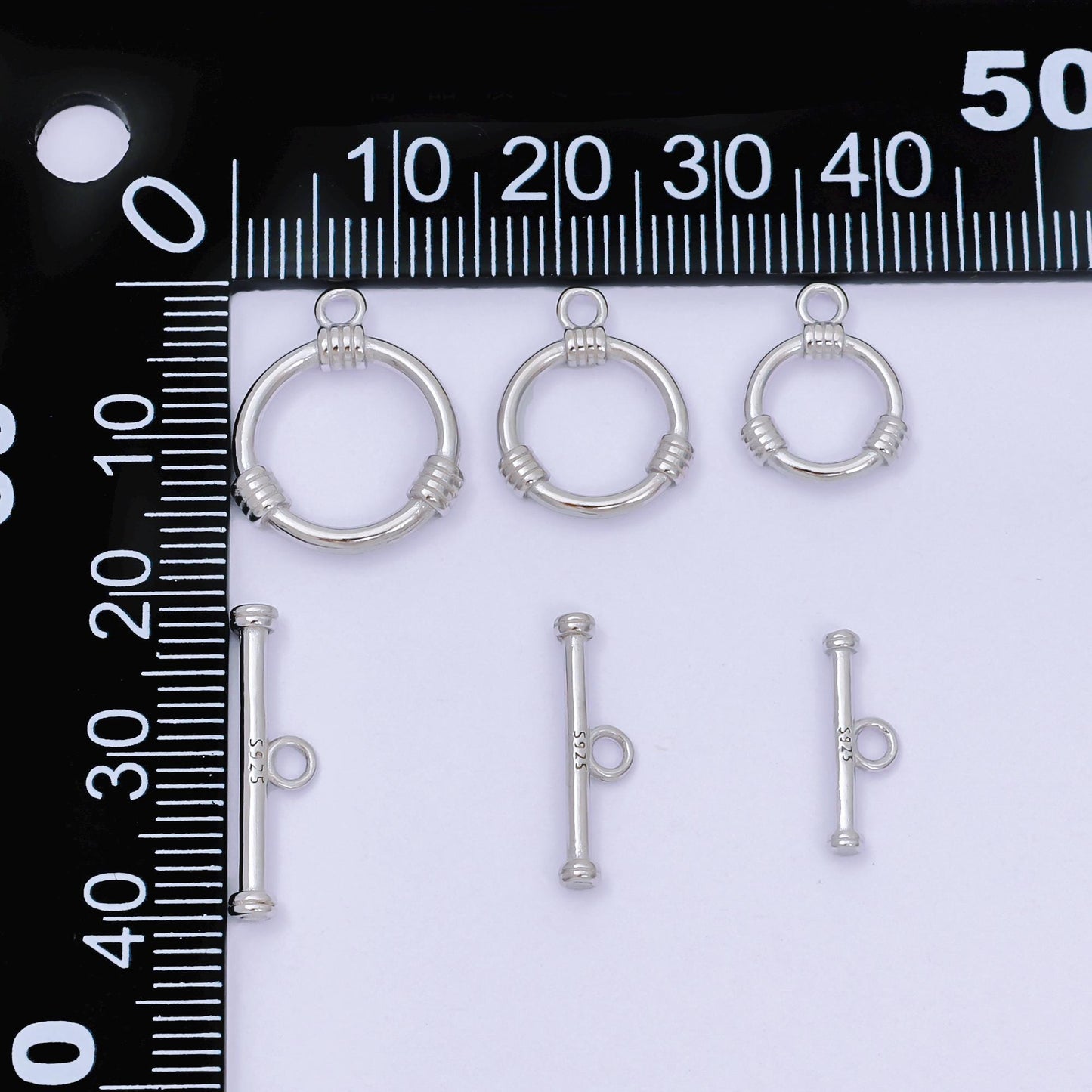 S925 sterling silver ot clasp Minimalist Toggle clasp round clasp simple end clasp for Bracelet Necklace Supply SL-675