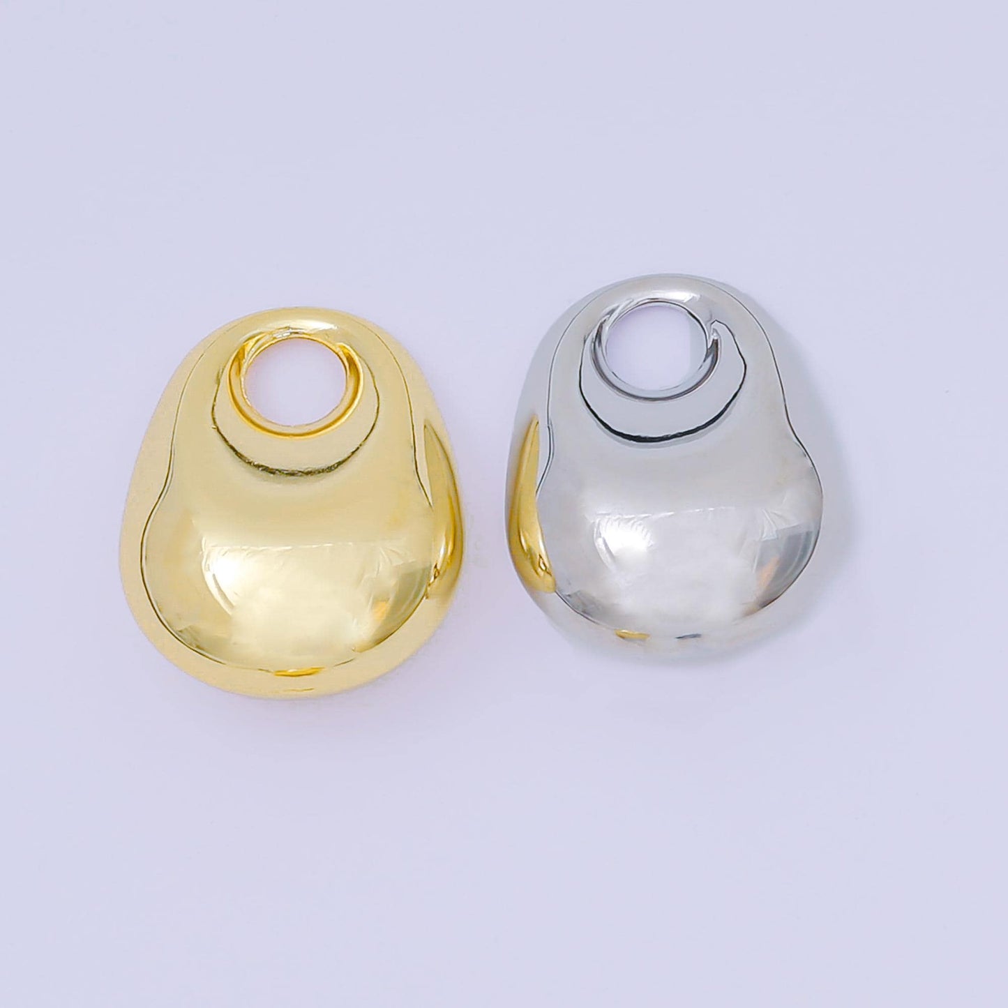 Modern Sculptural Statement Jewelry Charm for Cord Necklace Pebble Pendant In 24k Gold Filled AC-1585
