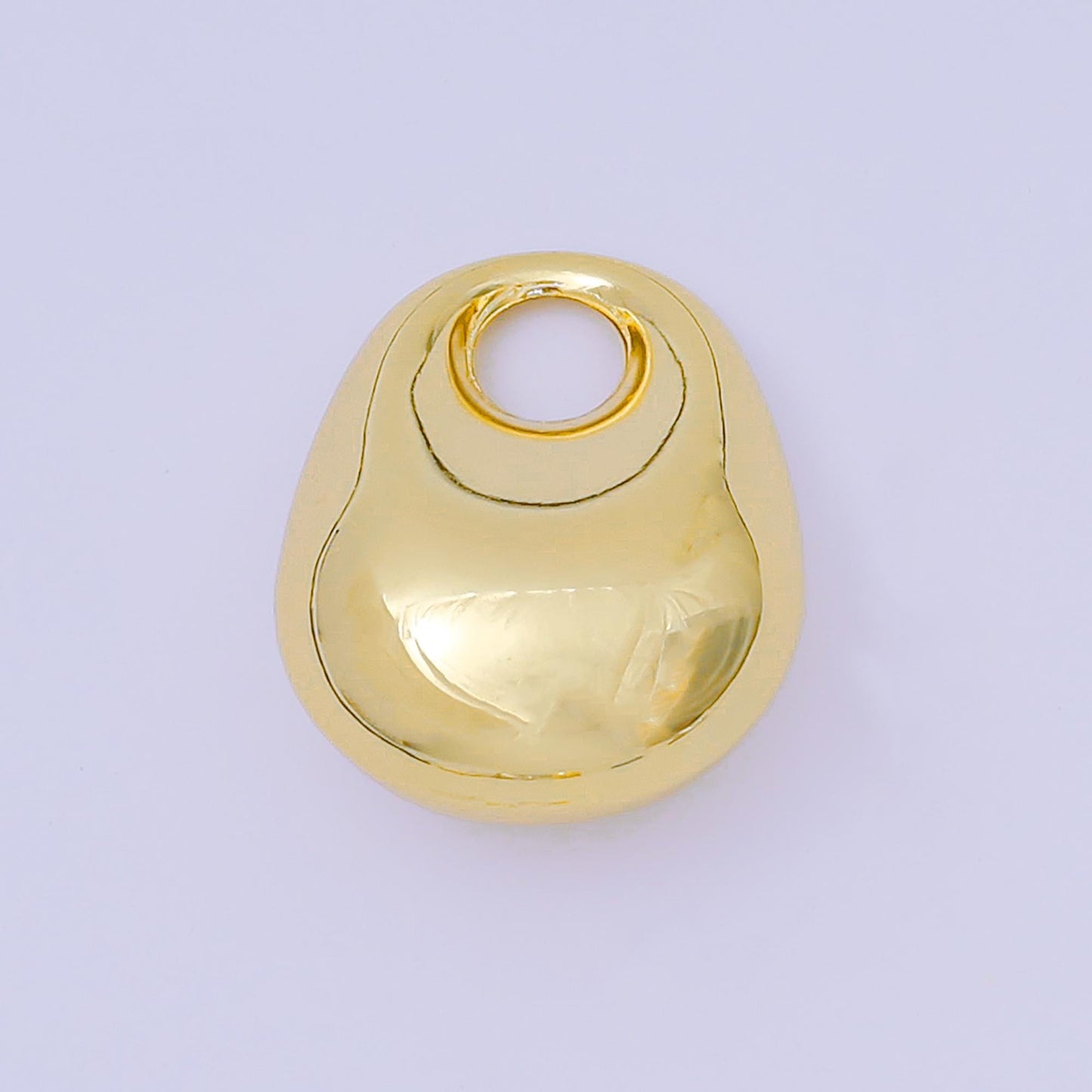Modern Sculptural Statement Jewelry Charm for Cord Necklace Pebble Pendant In 24k Gold Filled AC-1585