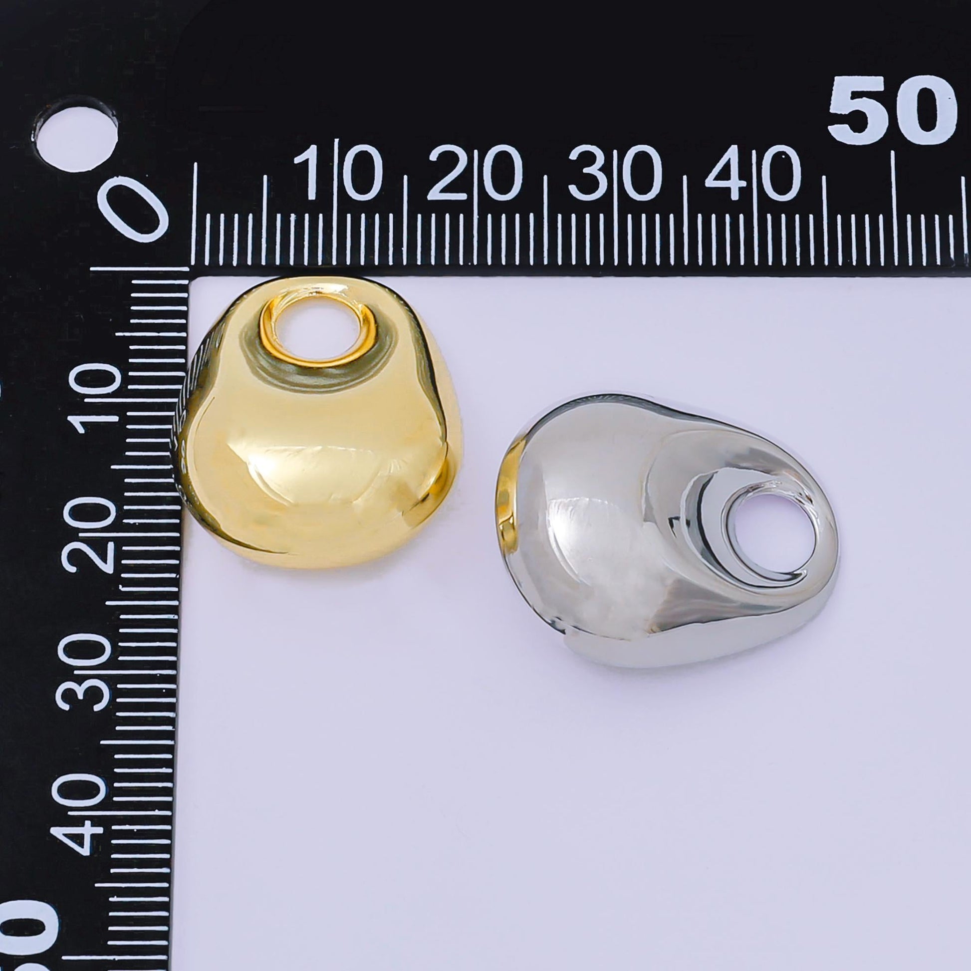 Modern Sculptural Statement Jewelry Charm for Cord Necklace Pebble Pendant In 24k Gold Filled AC-1585