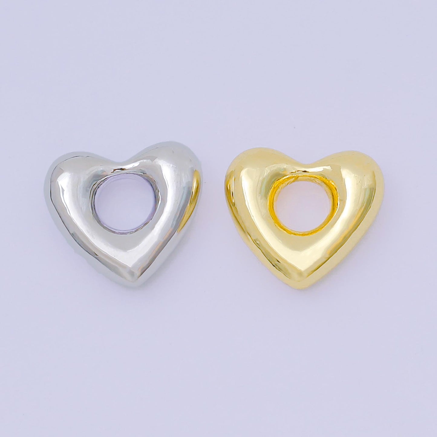 Modern Heart Sculptural Statement Jewelry Charm for Cord Necklace, Earring Charm Heart Pendant In 24k Gold Filled b-476