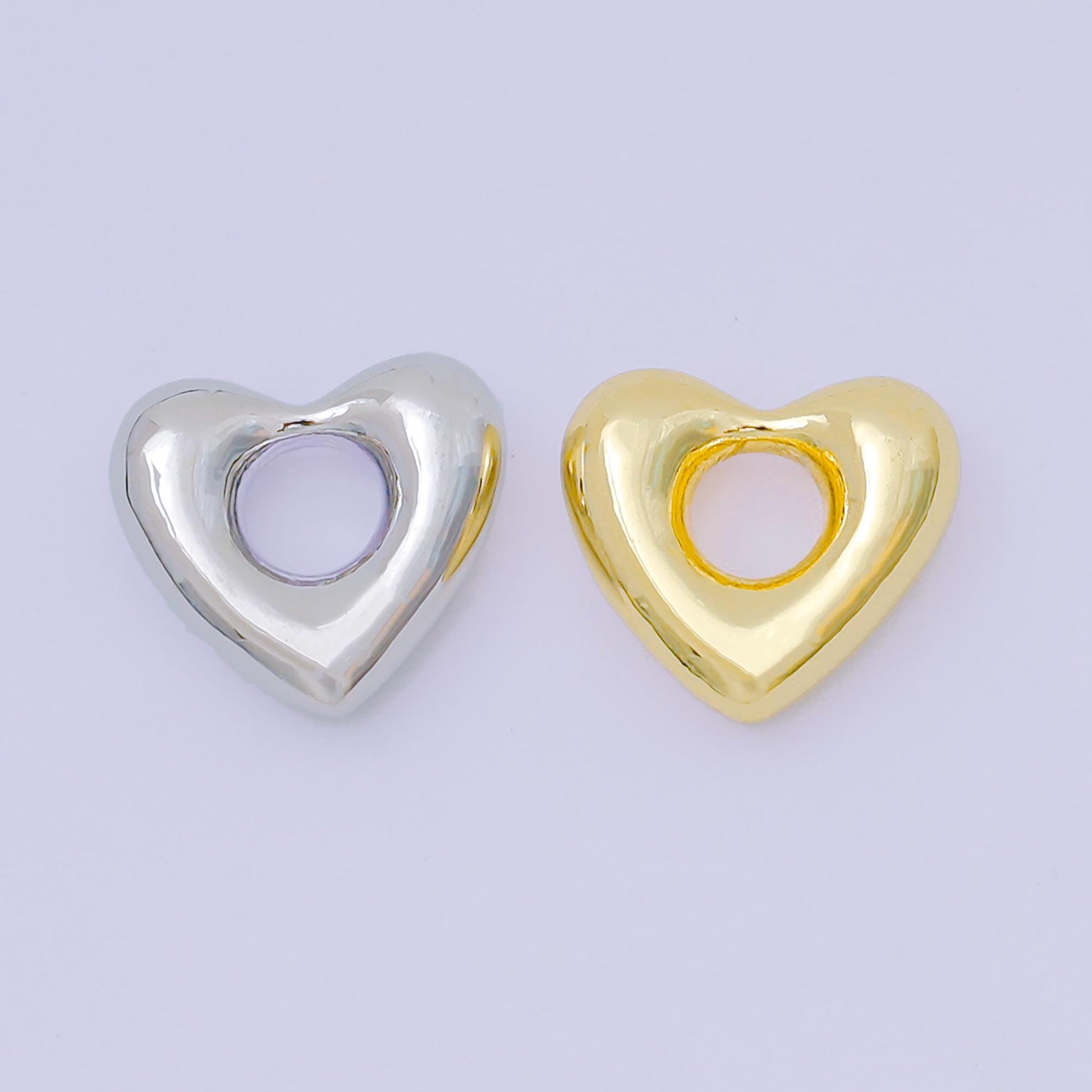 Modern Heart Sculptural Statement Jewelry Charm for Cord Necklace, Earring Charm Heart Pendant In 24k Gold Filled b-476