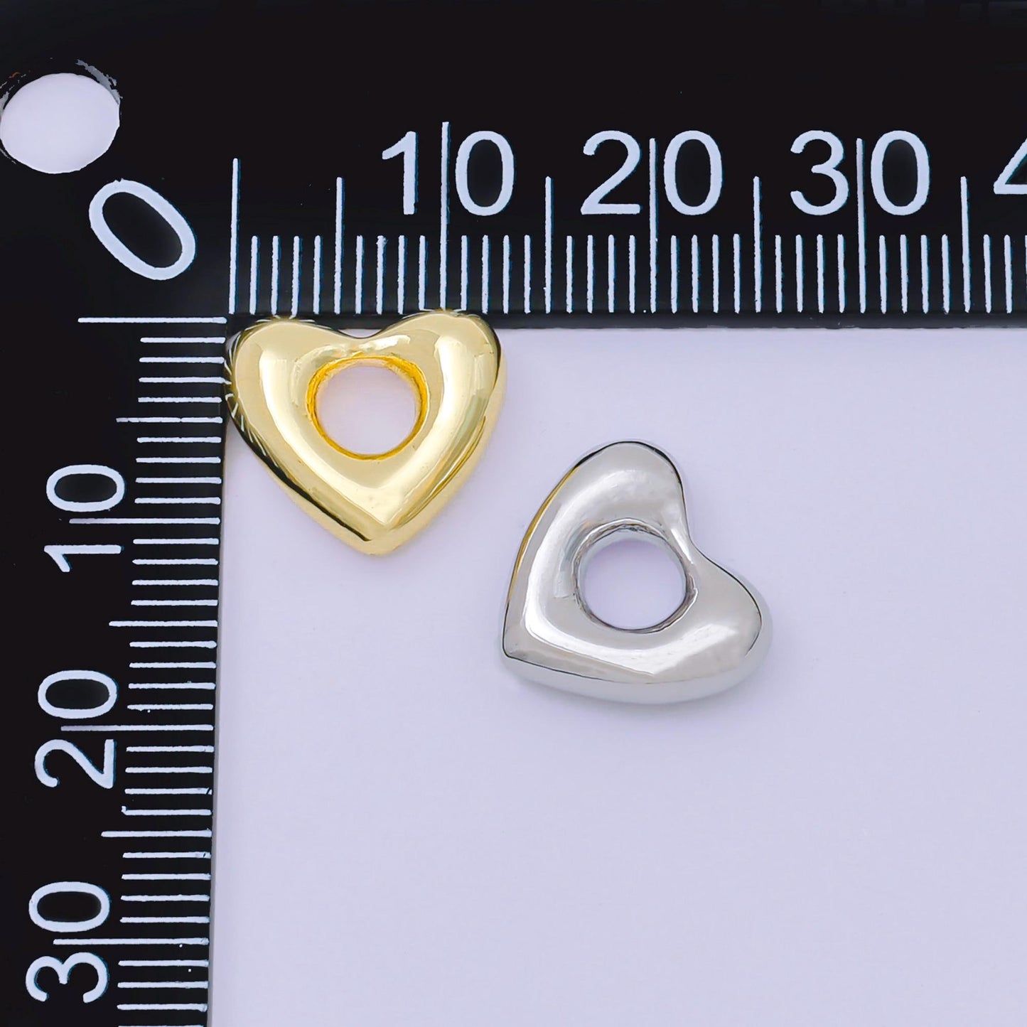 Modern Heart Sculptural Statement Jewelry Charm for Cord Necklace, Earring Charm Heart Pendant In 24k Gold Filled b-476