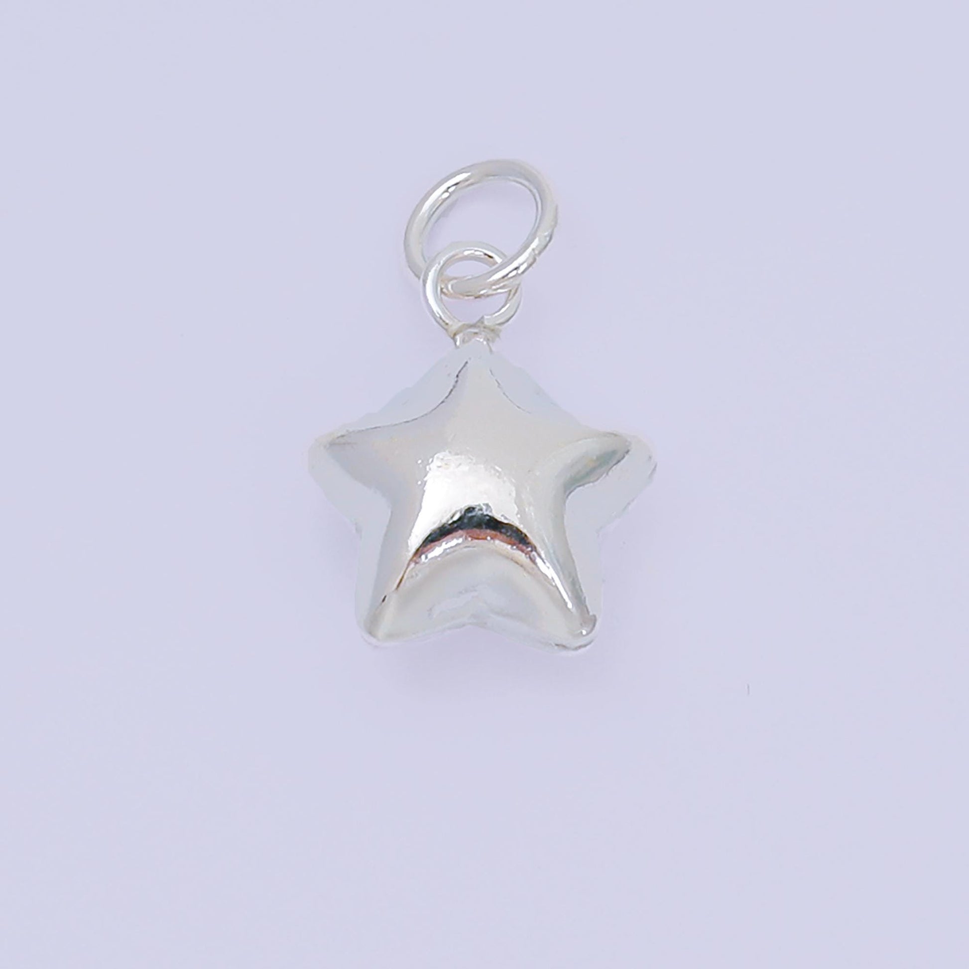 S925 Sterling Silver 12mm Twinkle Little Star Dainty Chubby Multidimensional 3D Charm | SL-678