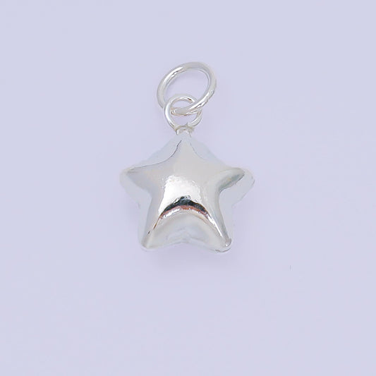 S925 Sterling Silver 12mm Twinkle Little Star Dainty Chubby Multidimensional 3D Charm | SL-678