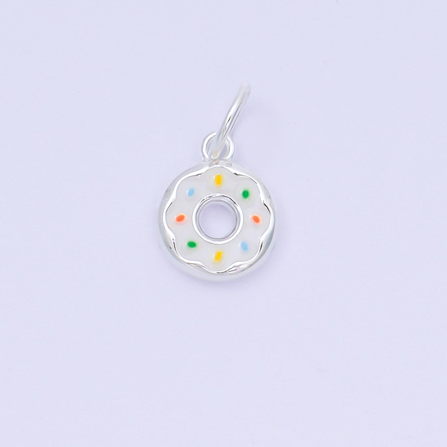 S925 Sterling Silver 10.5mm Enamel Art Tasty Sweet Donut Charm | SL-680