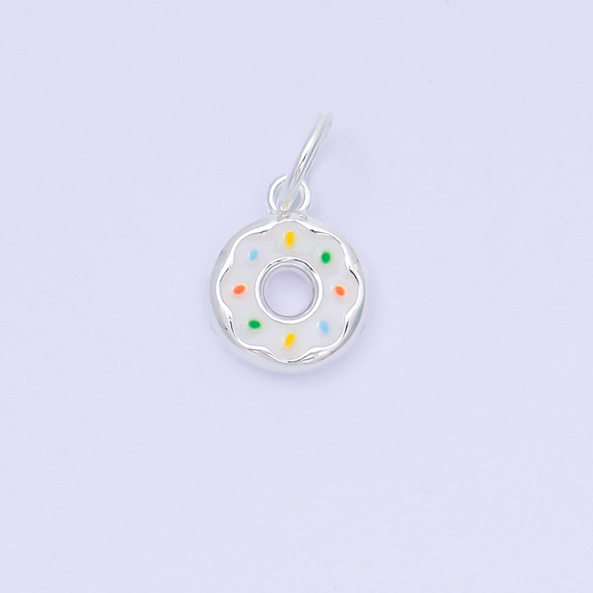S925 Sterling Silver 10.5mm Enamel Art Tasty Sweet Donut Charm | SL-680