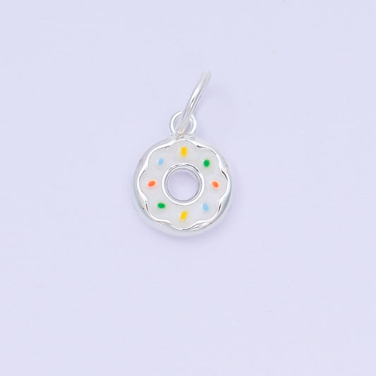 S925 Sterling Silver 10.5mm Enamel Art Tasty Sweet Donut Charm | SL-680