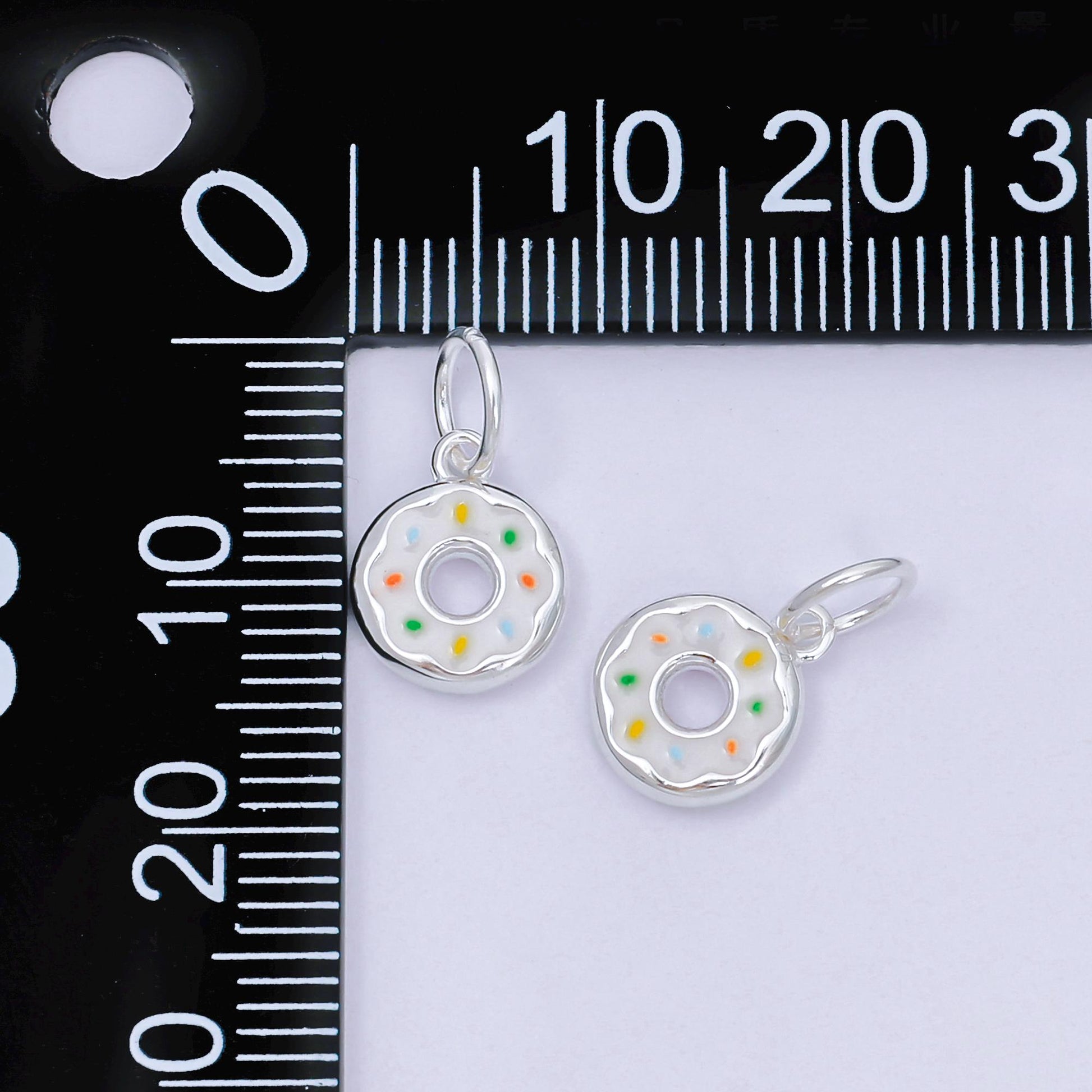S925 Sterling Silver 10.5mm Enamel Art Tasty Sweet Donut Charm | SL-680