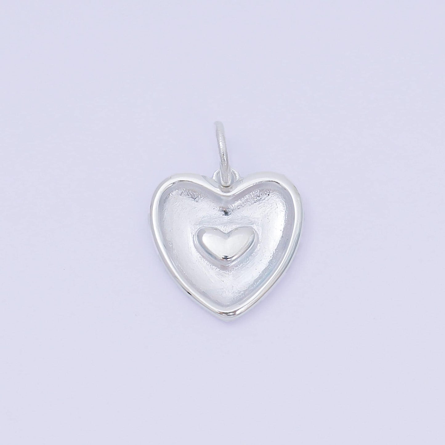 S925 Sterling Silver 14mm Double Outline Heart Charm | SL-681