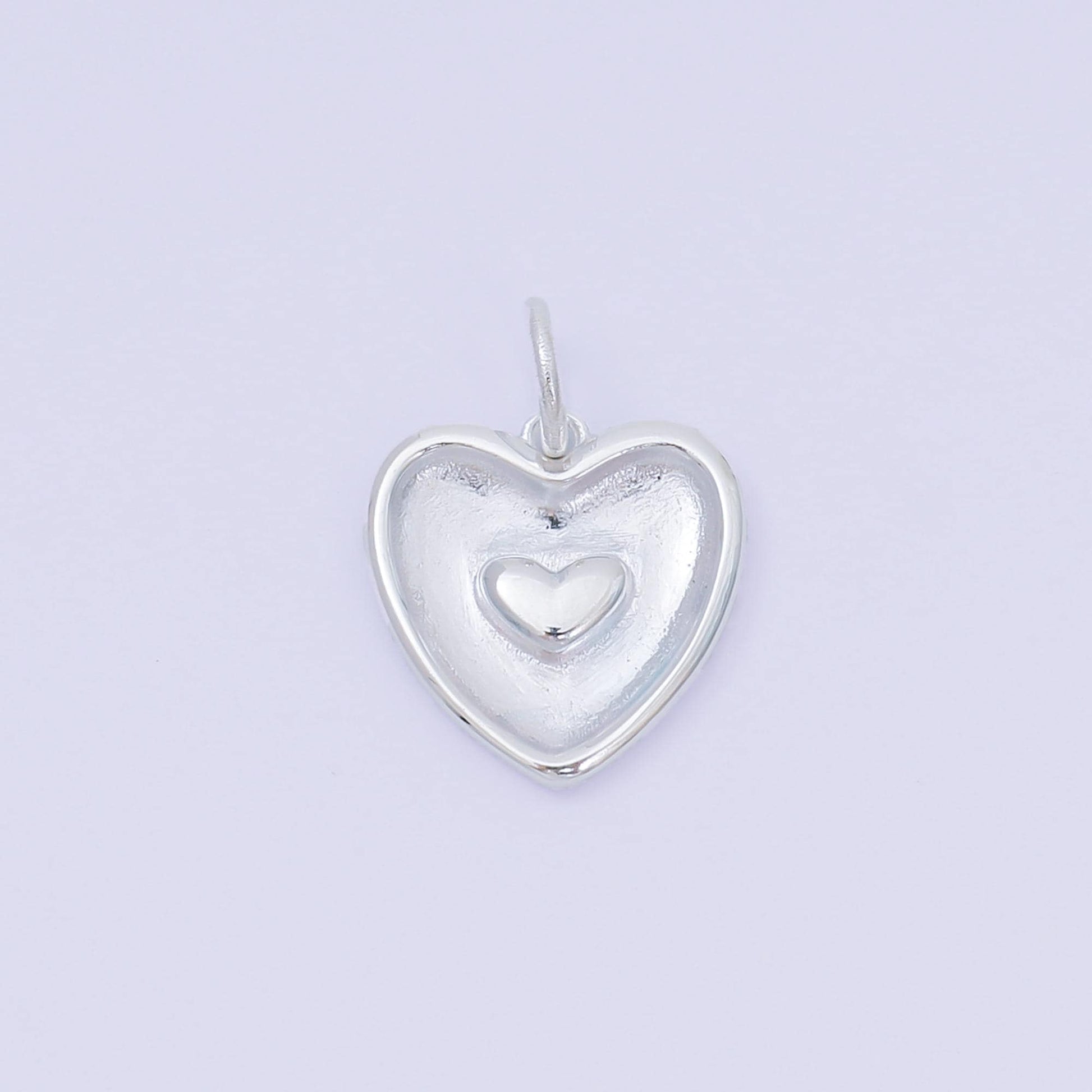 S925 Sterling Silver 14mm Double Outline Heart Charm | SL-681