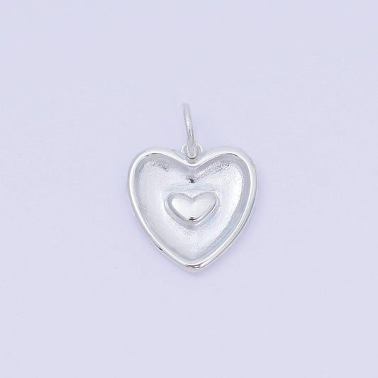 S925 Sterling Silver 14mm Double Outline Heart Charm | SL-681