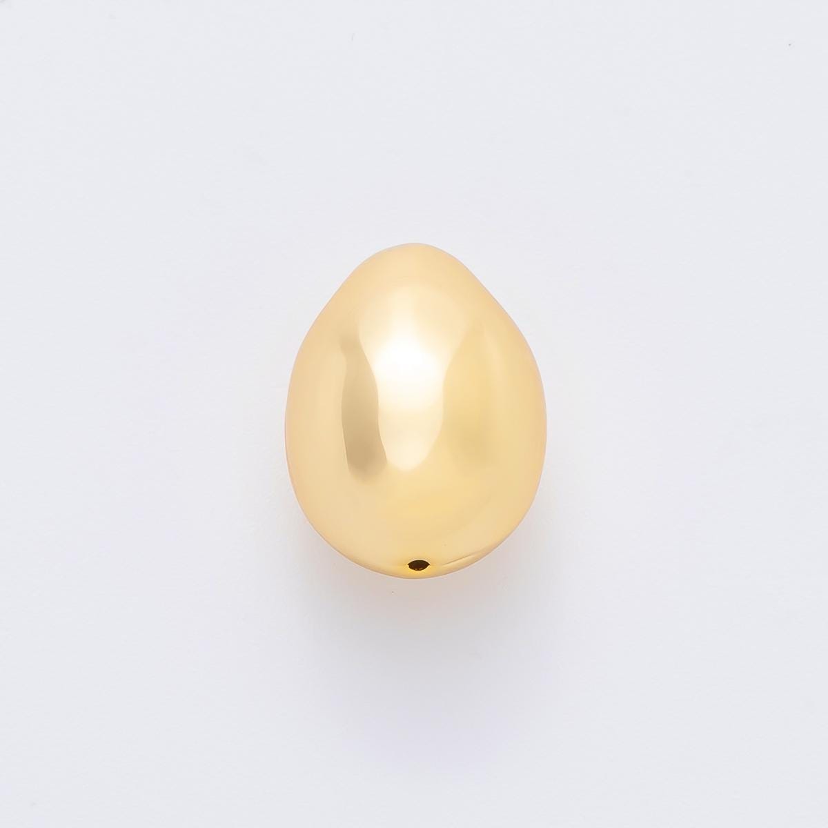 24K Gold Filled Pebble Bean Charm Slider Spacer Charm for Cord Necklace Making AF-A1048